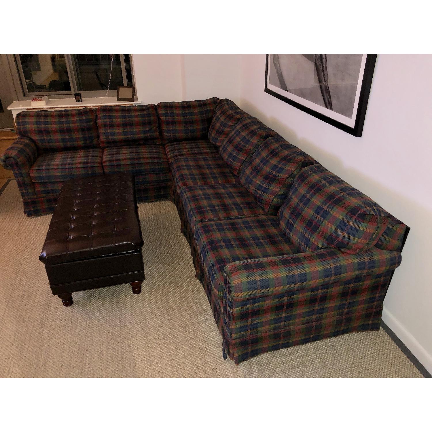 Sherrill Furniture Dark Plaid Sectional 2Piece Sofa AptDeco