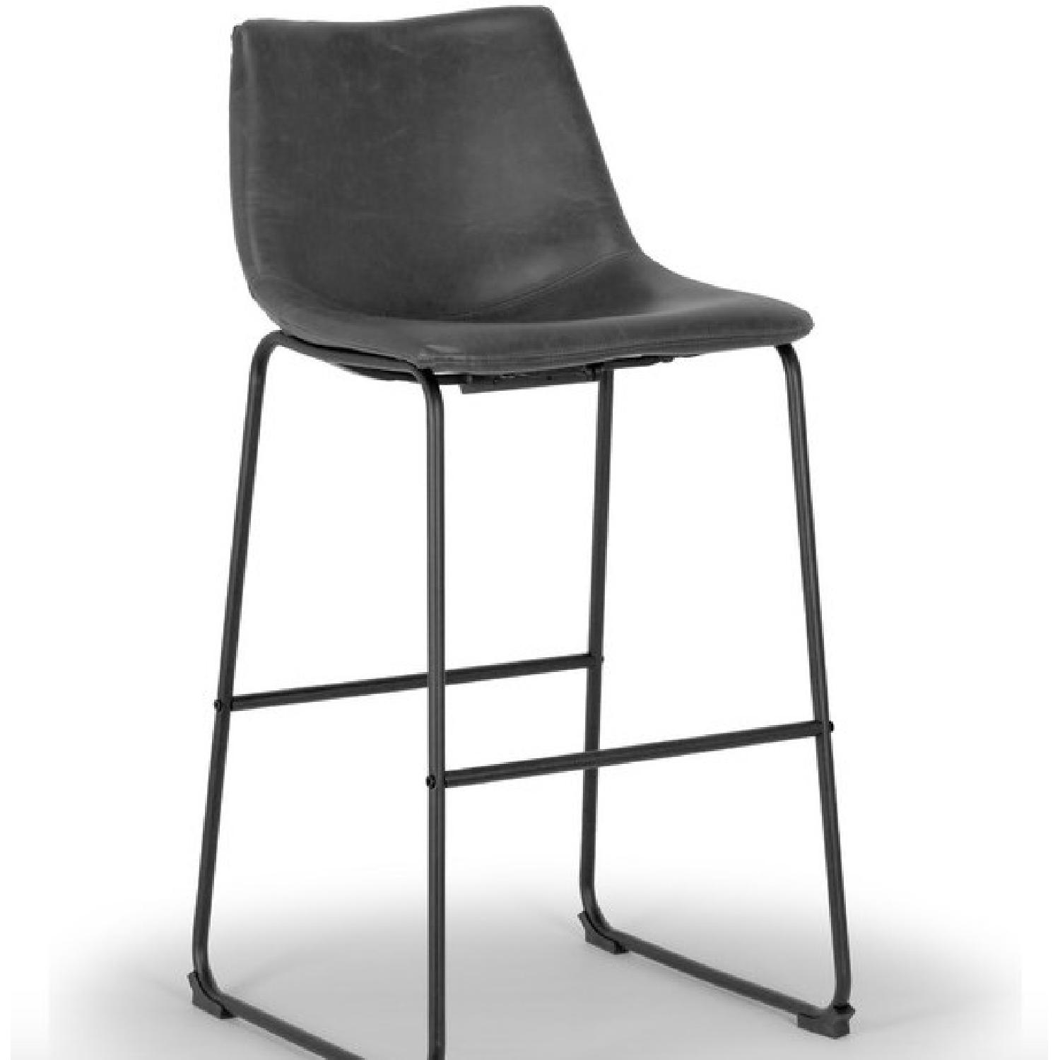 Glamour Home Iron Frame Vintage Gray Faux Leather Bar Stools - image-1