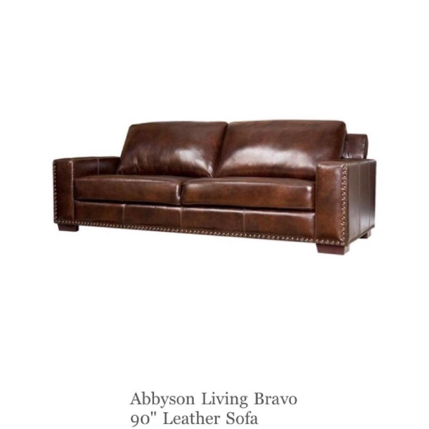 Abbyson Living Bravo Brown Leather Sofa - image-1