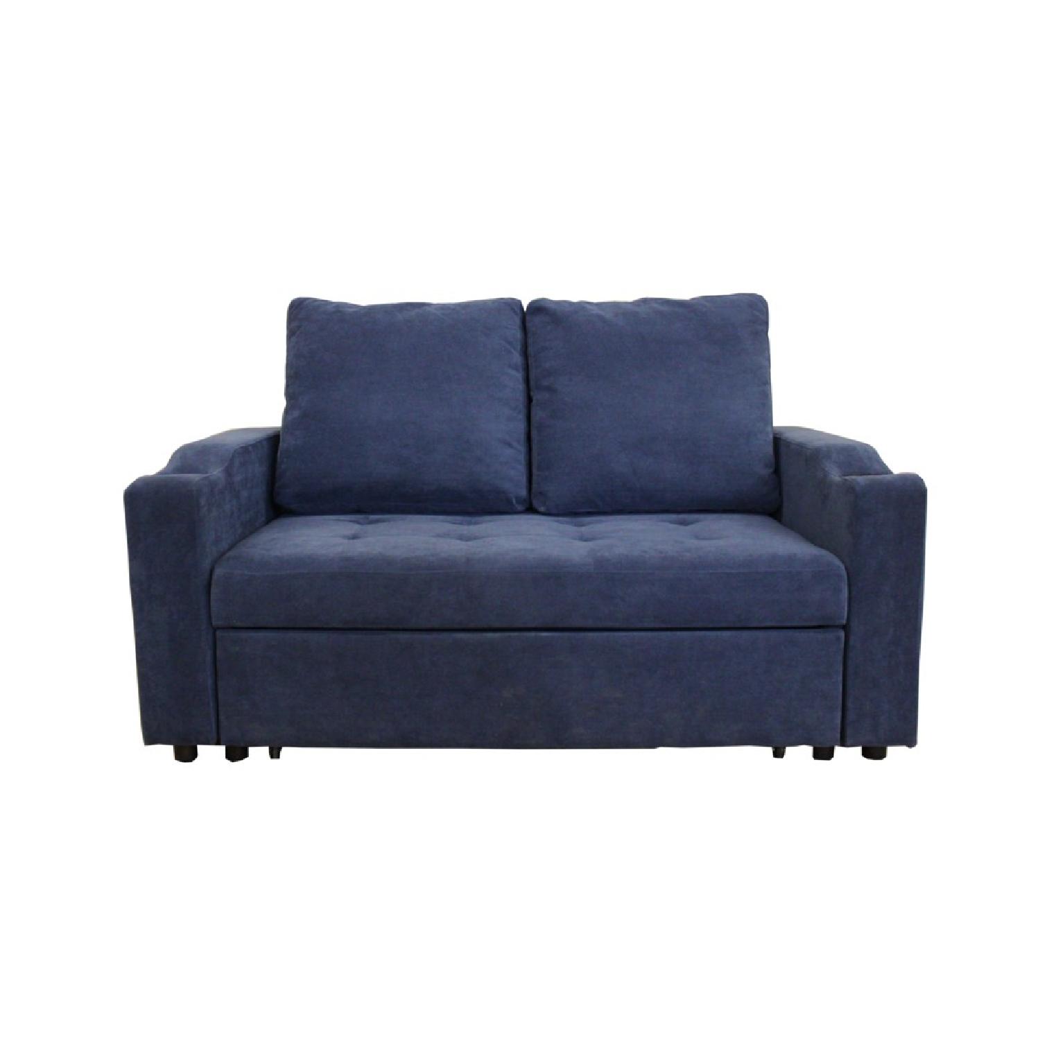 Blue 2 in 1 Pull Out Sofa Bed - image-1