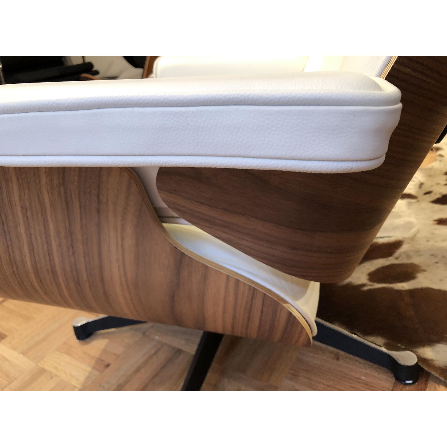 White Italian Leather Eames Lounge Chair Replica & Ottoman - image-1
