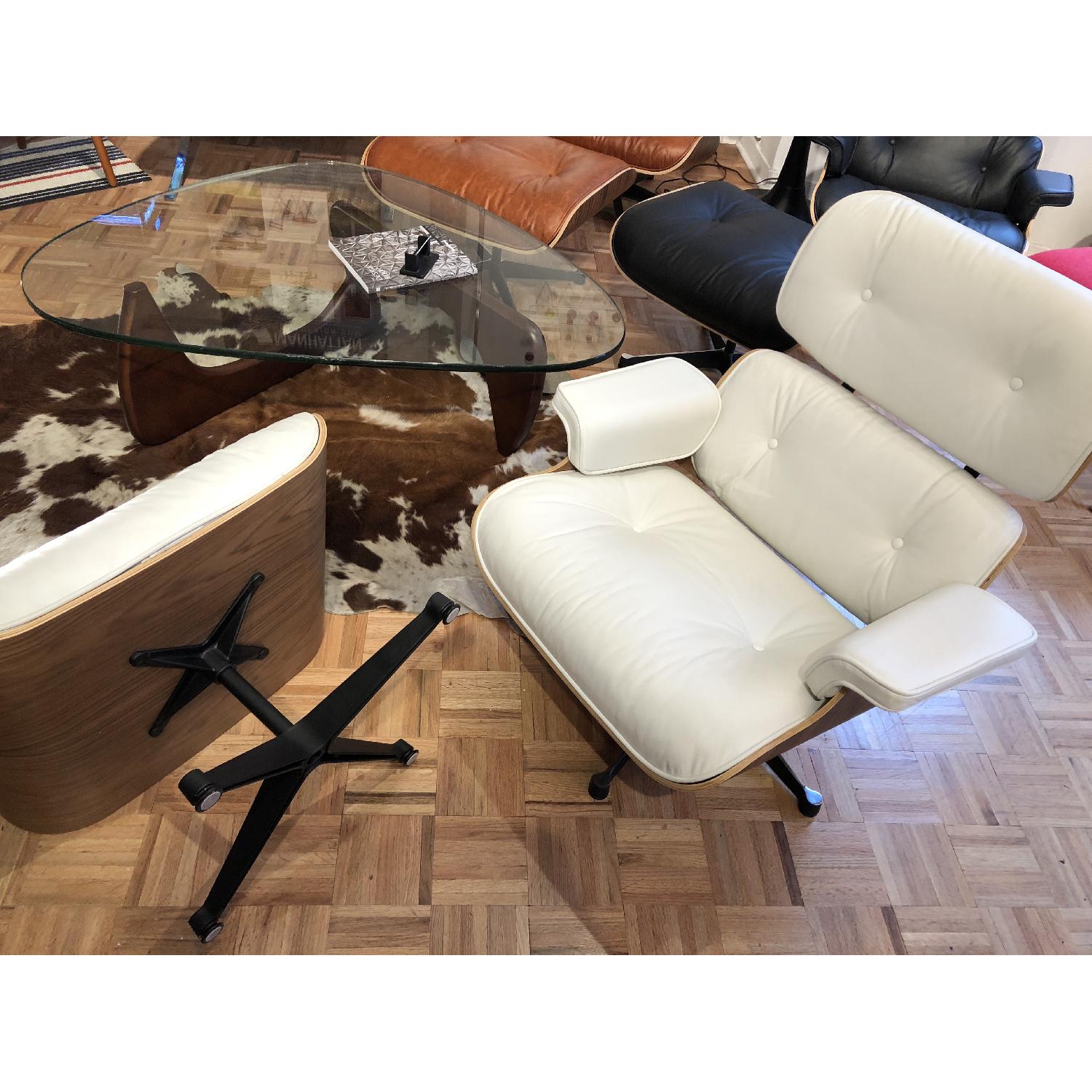 White Italian Leather Eames Lounge Chair Replica & Ottoman - image-3