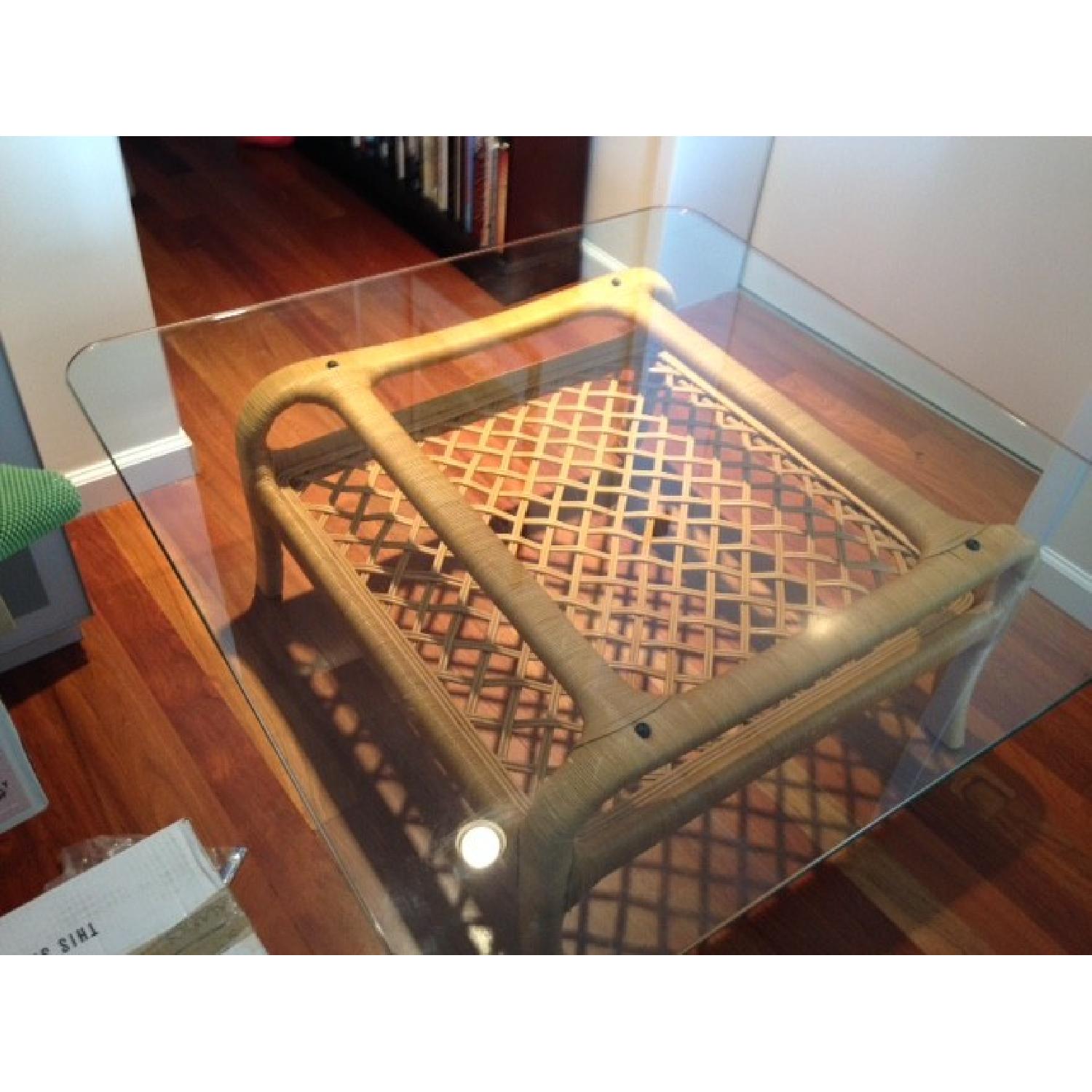 Ficks Reed Rattan Glass Top Coffee Table - image-2