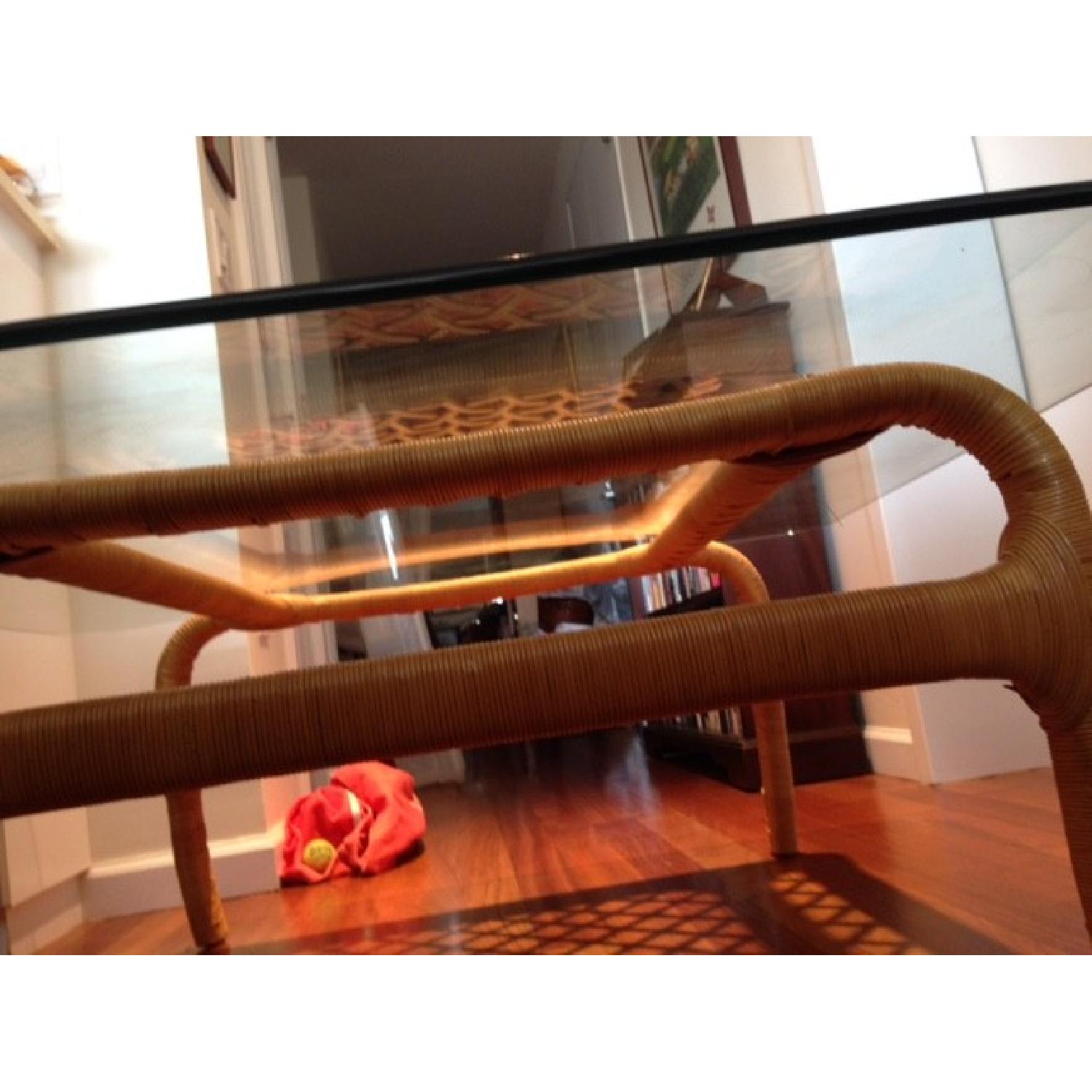 Ficks Reed Rattan Glass Top Coffee Table - image-3