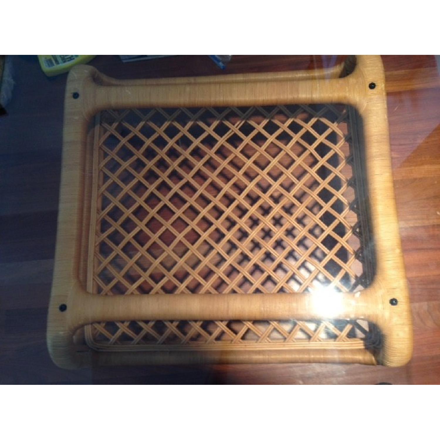 Ficks Reed Rattan Glass Top Coffee Table - image-4