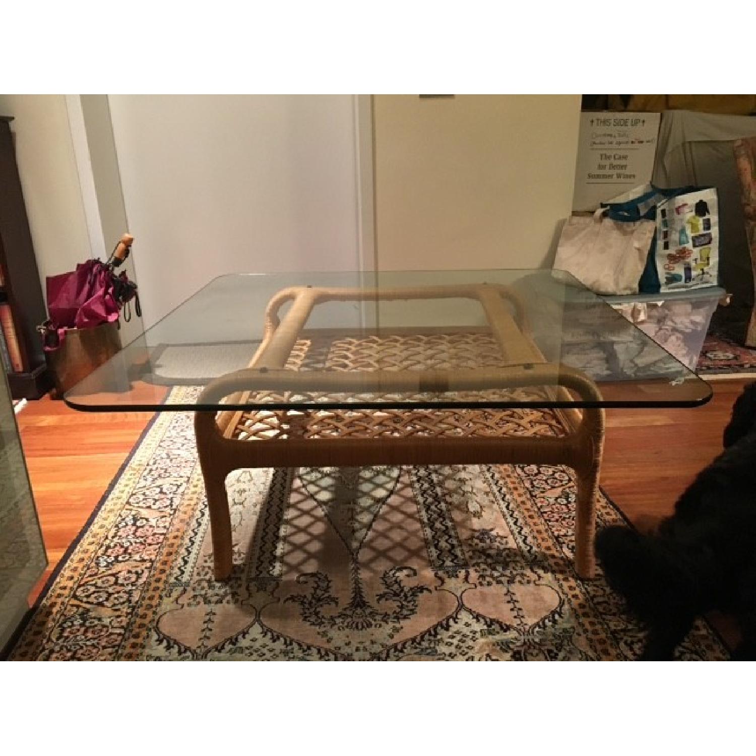 Ficks Reed Rattan Glass Top Coffee Table AptDeco