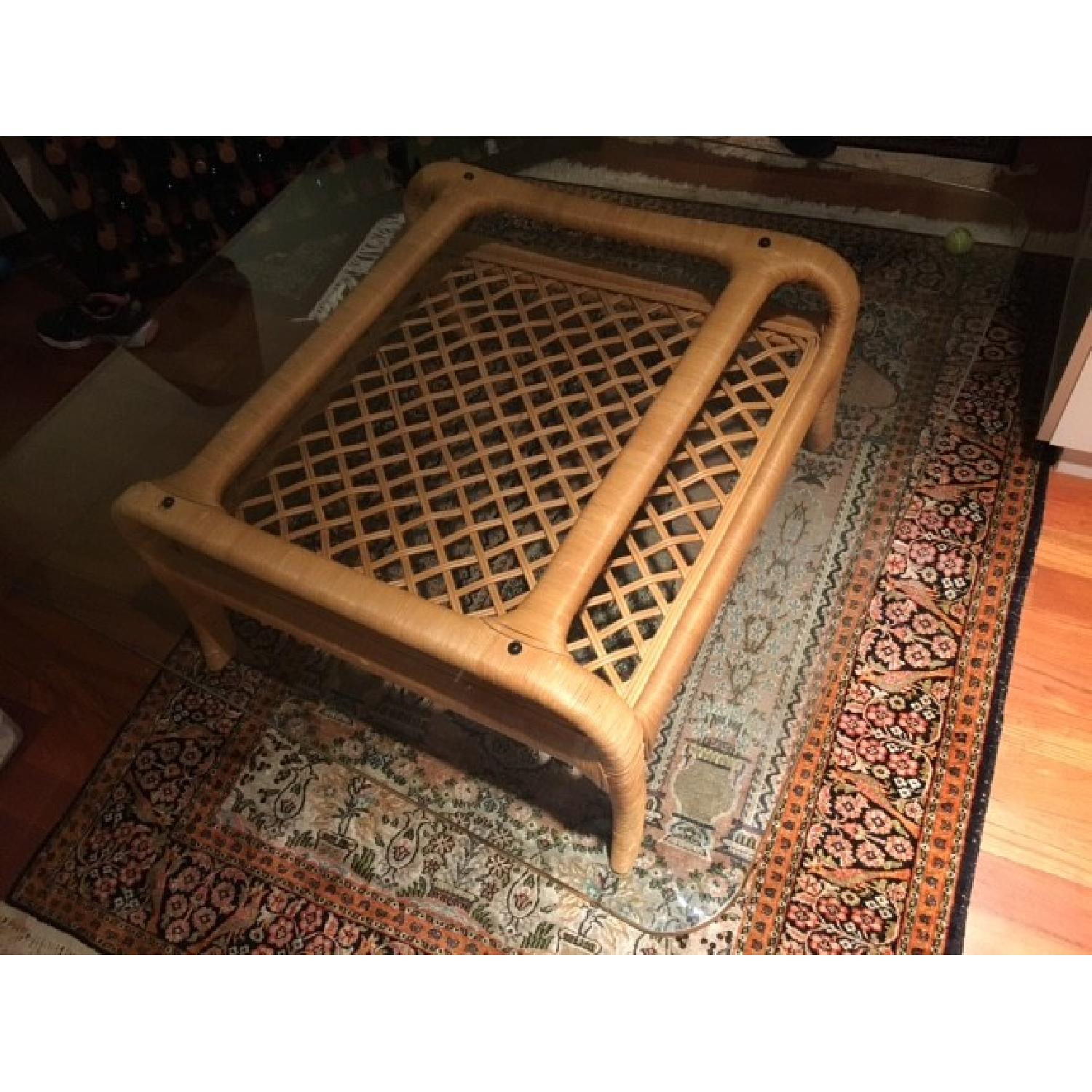 Ficks Reed Rattan Glass Top Coffee Table - image-8
