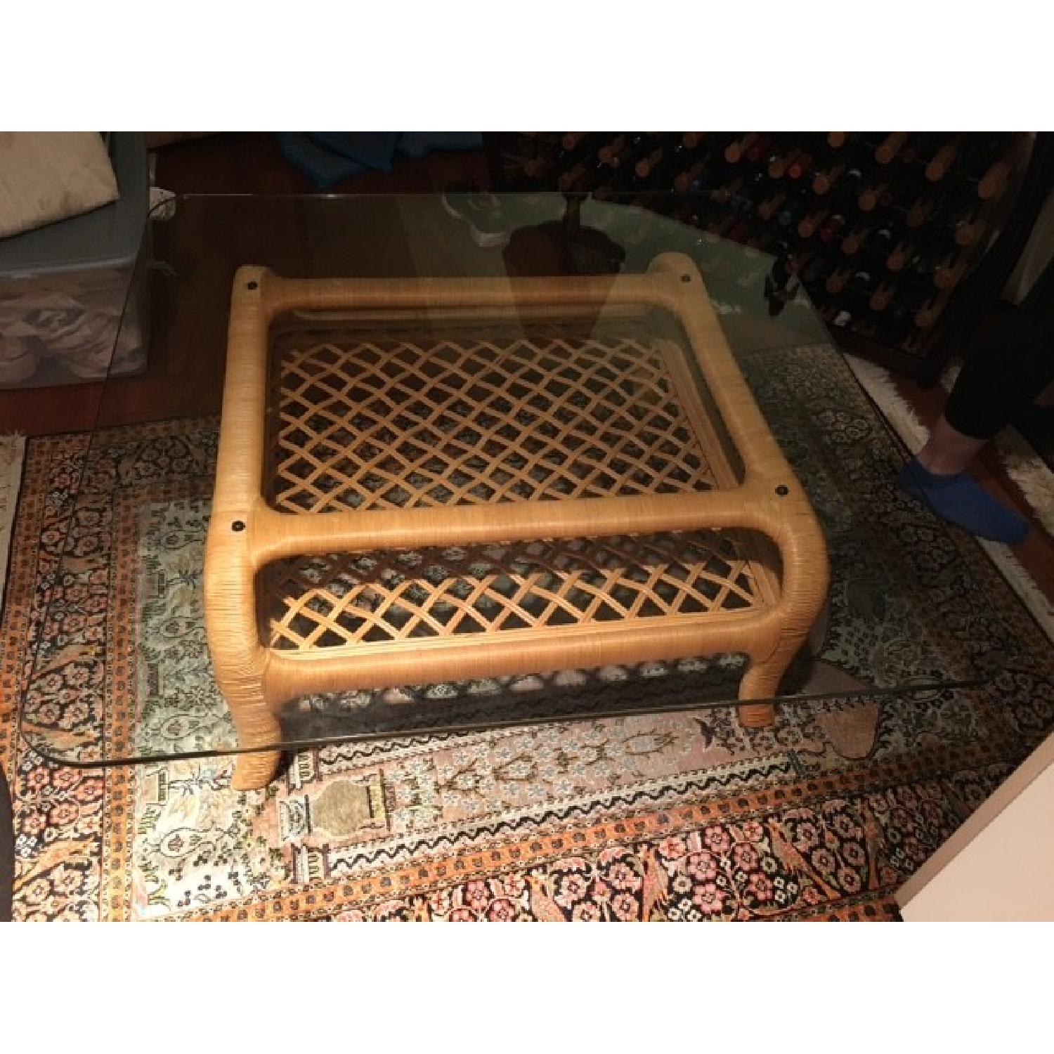 Ficks Reed Rattan Glass Top Coffee Table - image-11