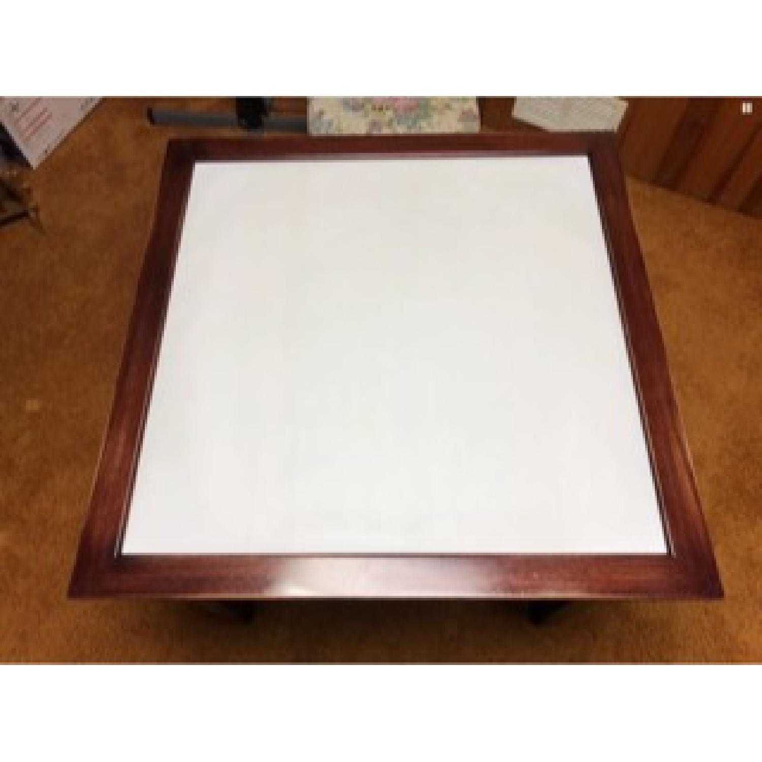 Chinese Wood Carved Mah Jong Game Poker Table w/ 4 Chairs - image-3