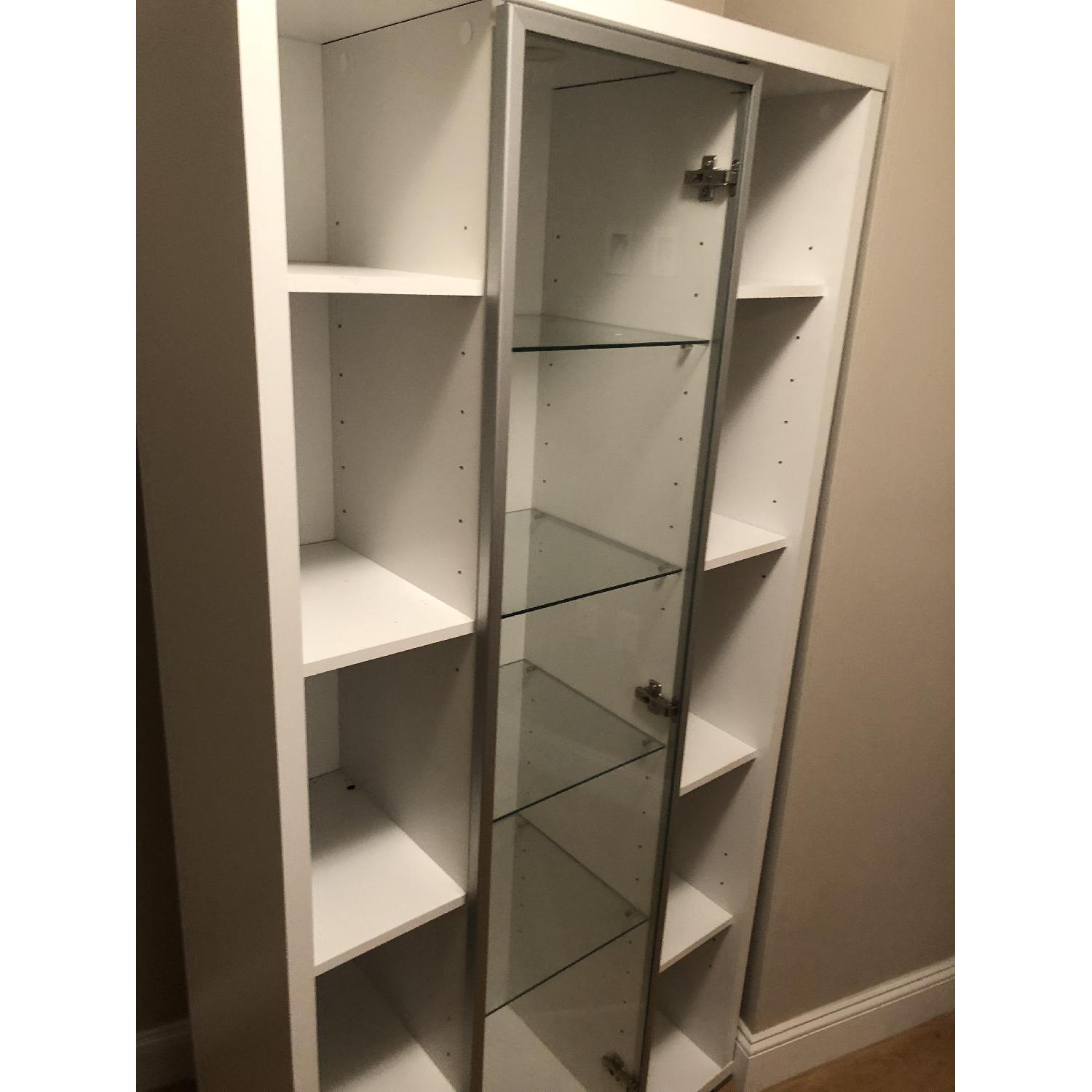 White Bookcase w/ Shelves & Glass Door - image-1