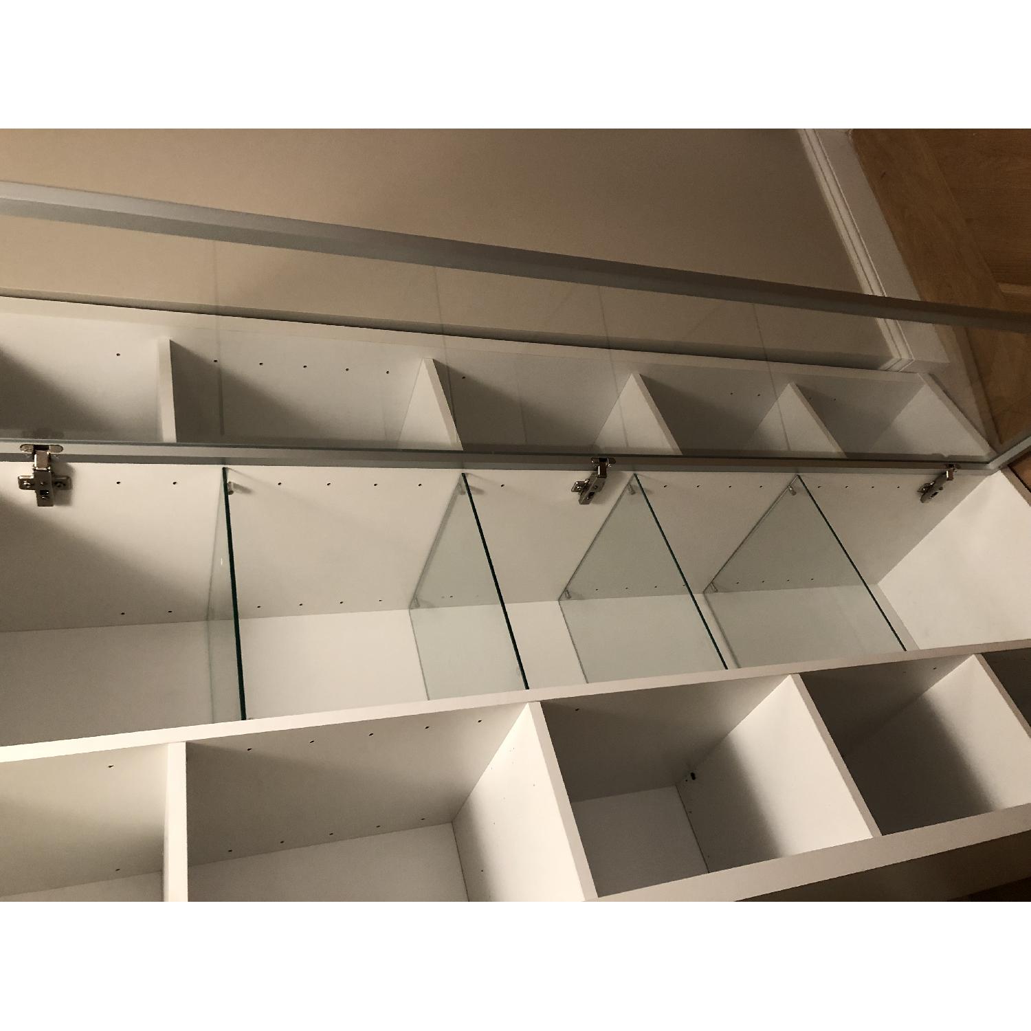 White Bookcase w/ Shelves & Glass Door - image-3