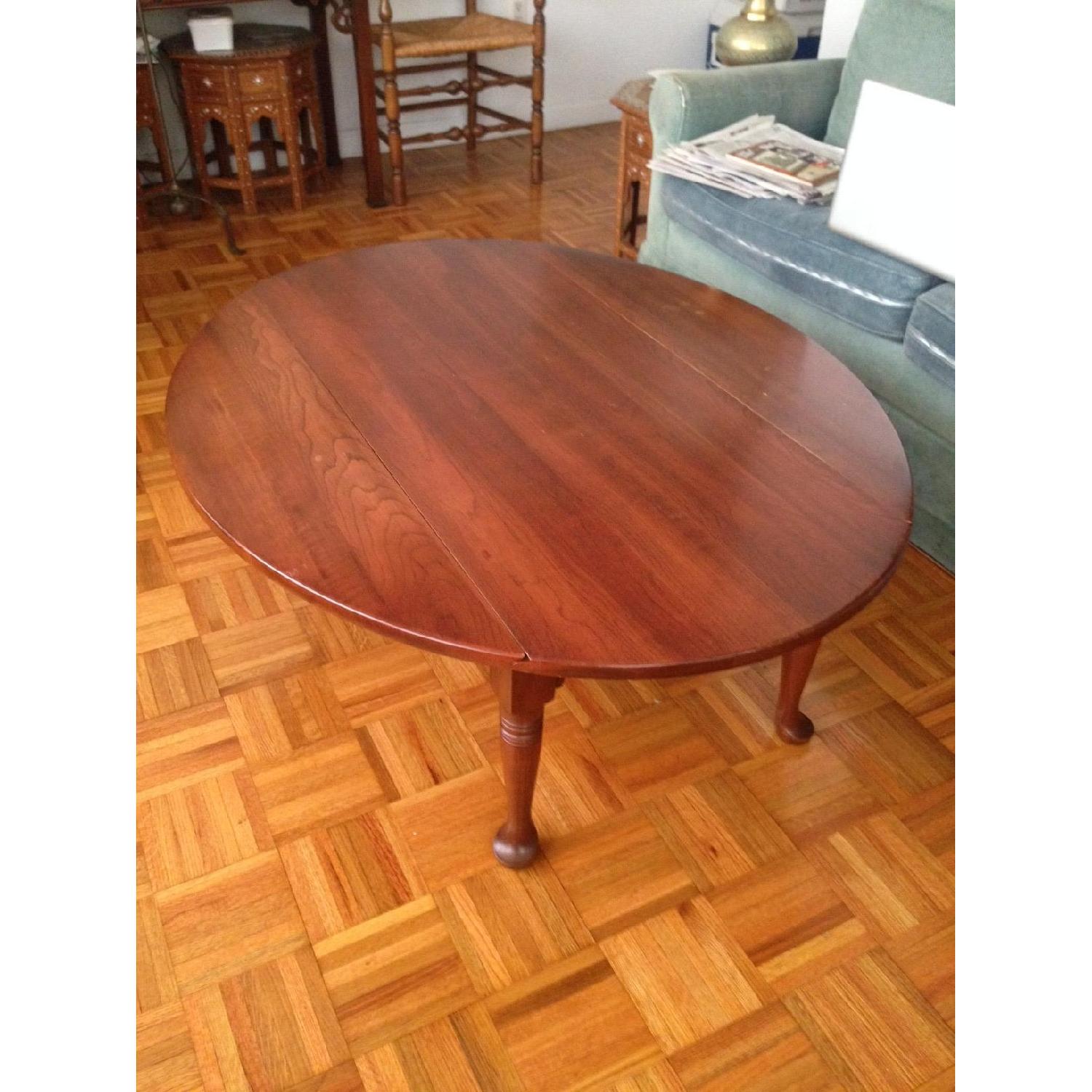 Vintage Oval Drop Leaf Wood Coffee Table AptDeco