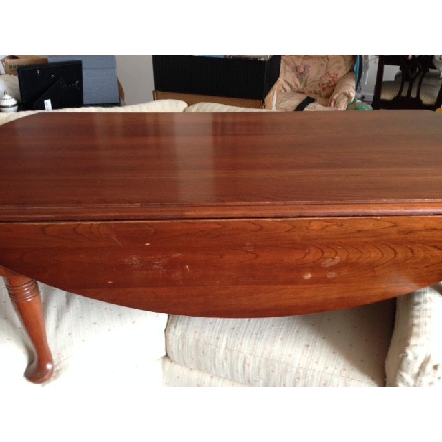 Vintage Oval Drop Leaf Wood Coffee Table - image-3