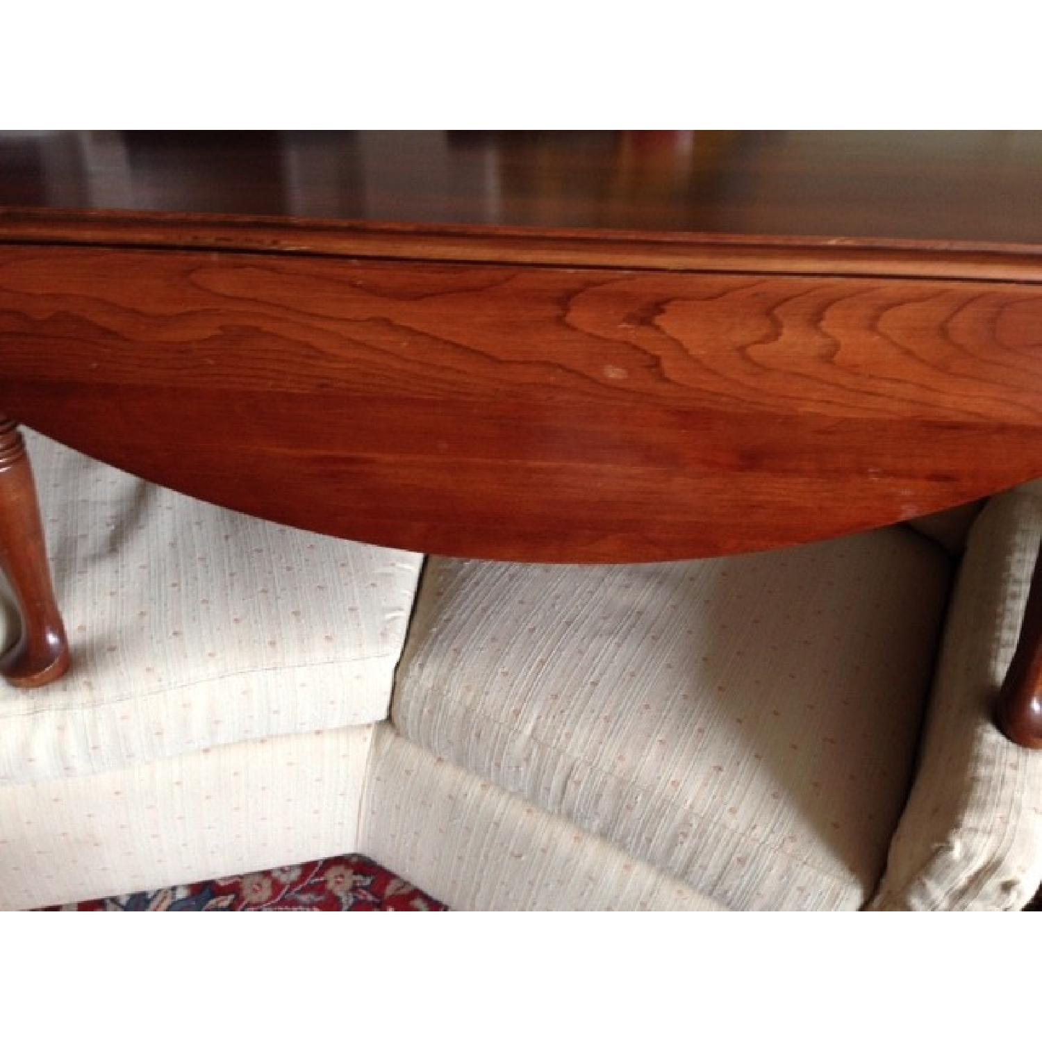 Vintage Oval Drop Leaf Wood Coffee Table - image-4