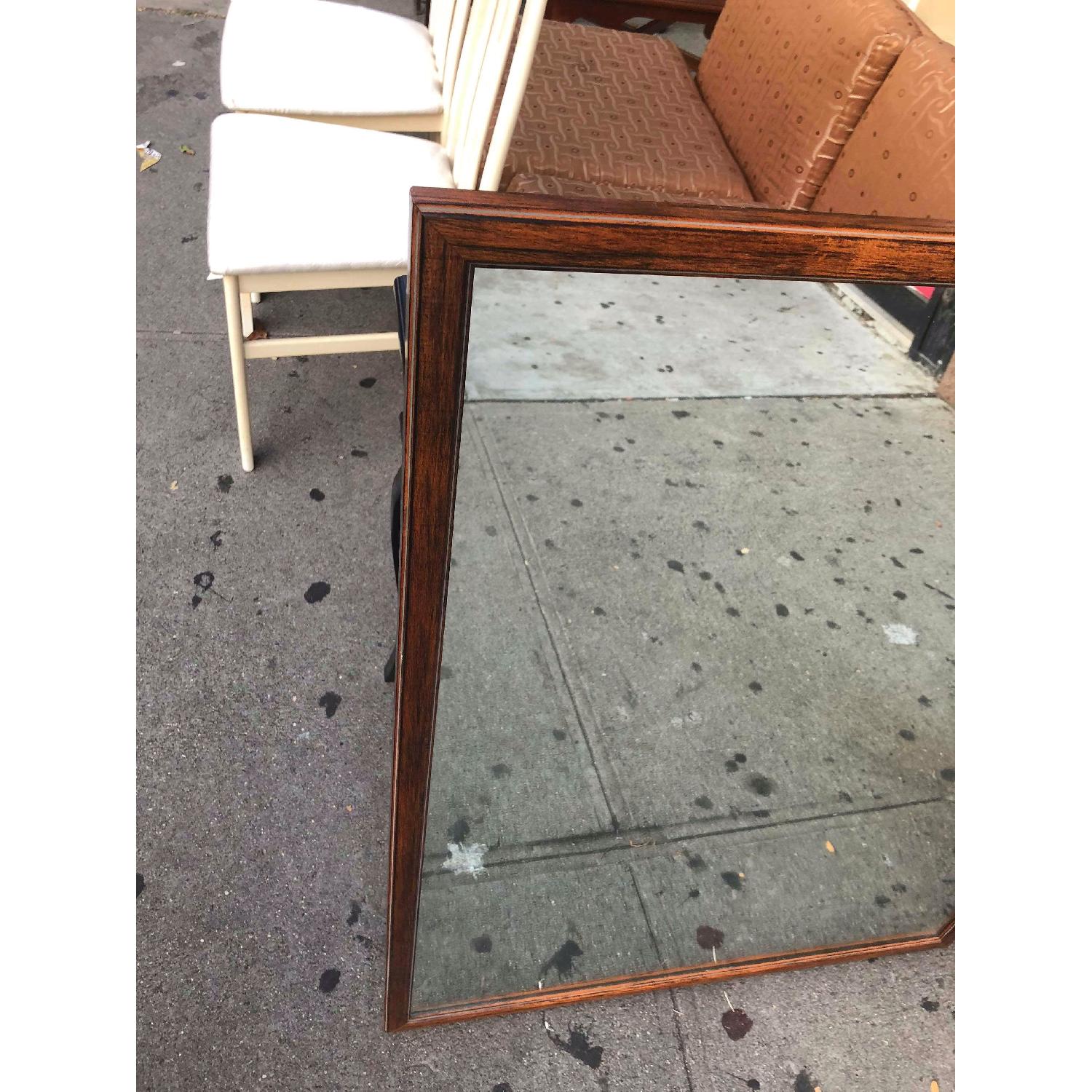 Vintage Mid Century Wooden Framed Wall Mirror - image-2