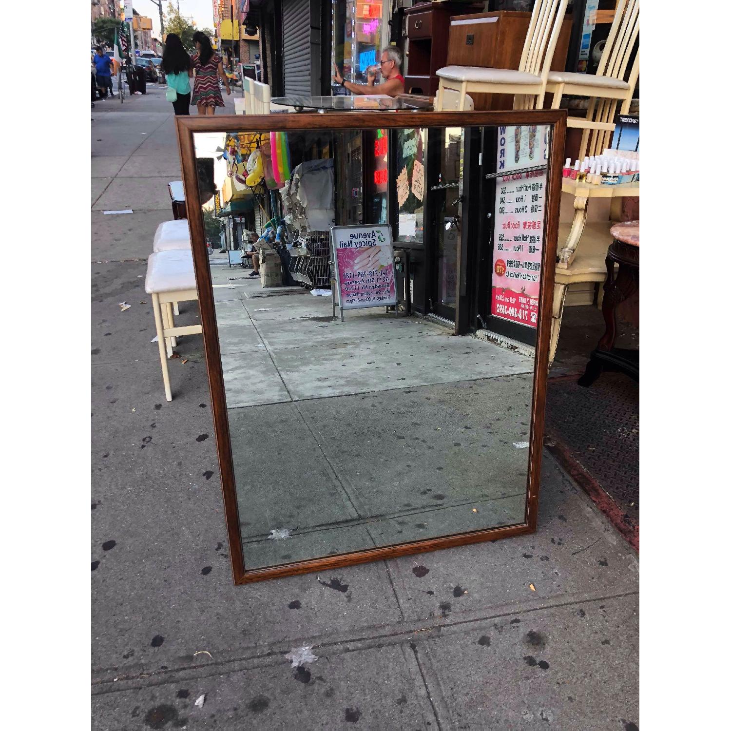 Vintage Mid Century Wooden Framed Wall Mirror - image-8