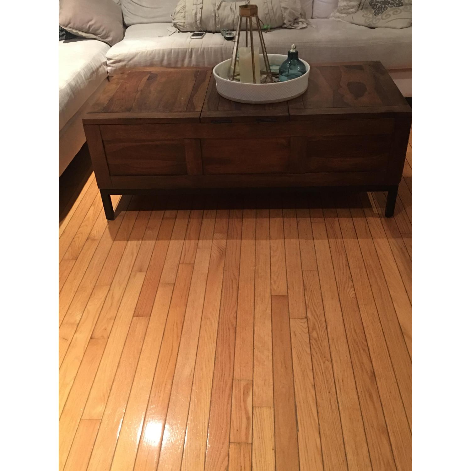 Crate & Barrel Tucker Trunk Coffee Table in Walnut Brown AptDeco