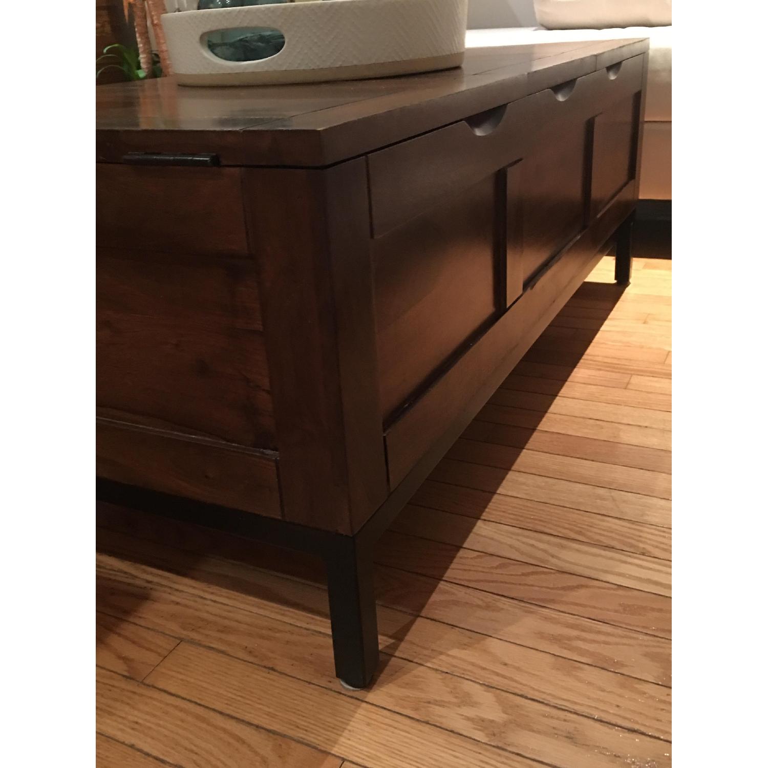 Crate & Barrel Tucker Trunk Coffee Table in Walnut Brown AptDeco