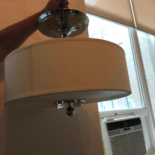 Used Quoizel 3 Light Fixtures w/ Fabric Drum Shade for sale on AptDeco