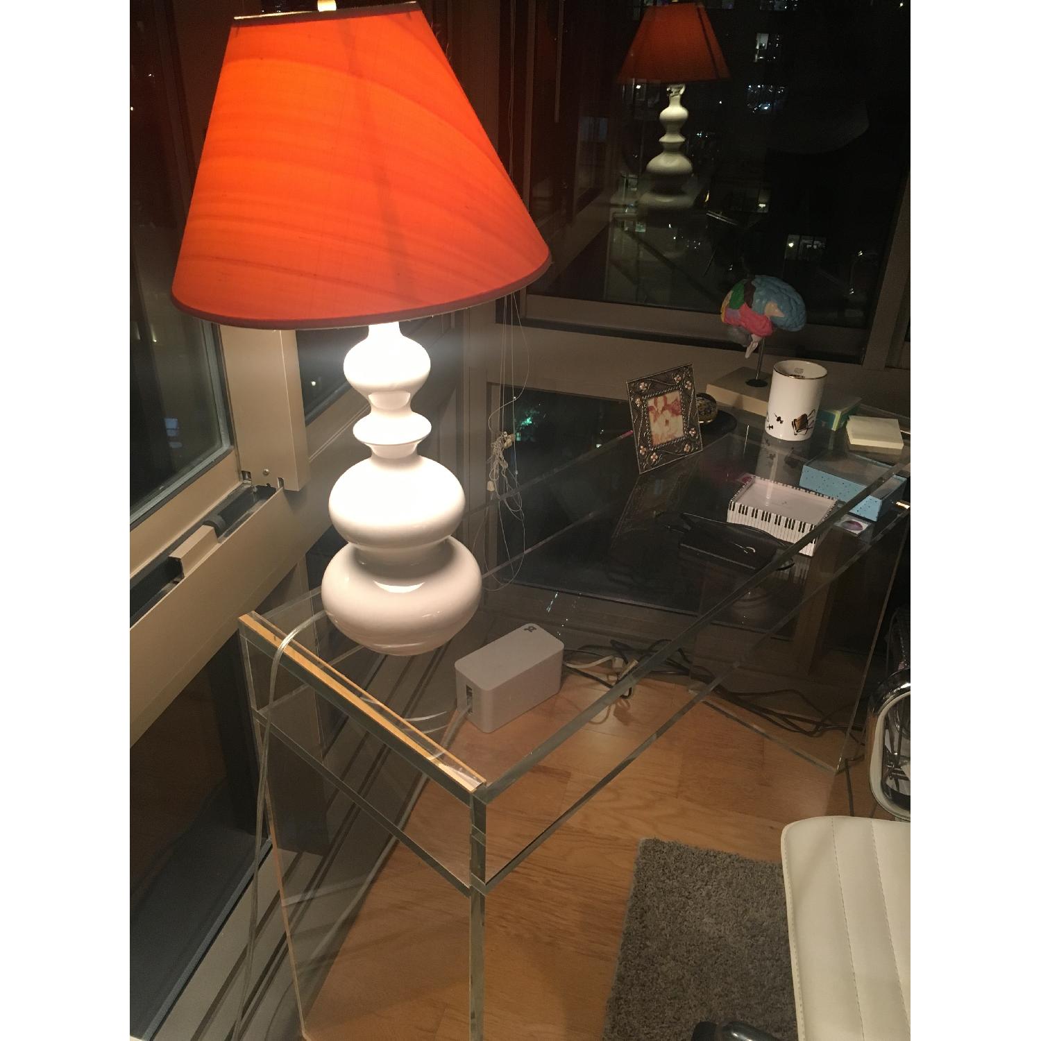 Crate & Barrel Lucite Modern Desk w/ Swivel Chair AptDeco