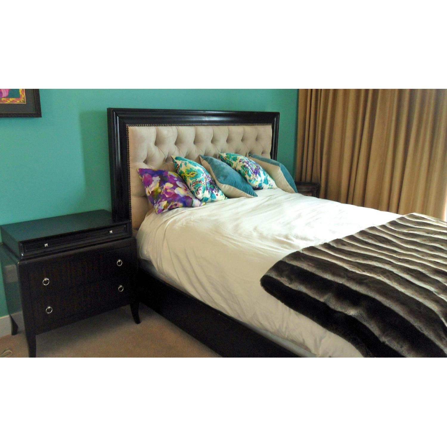 Z Gallerie Rafael Oyster Bed w/ Tufted Headboard - image-1