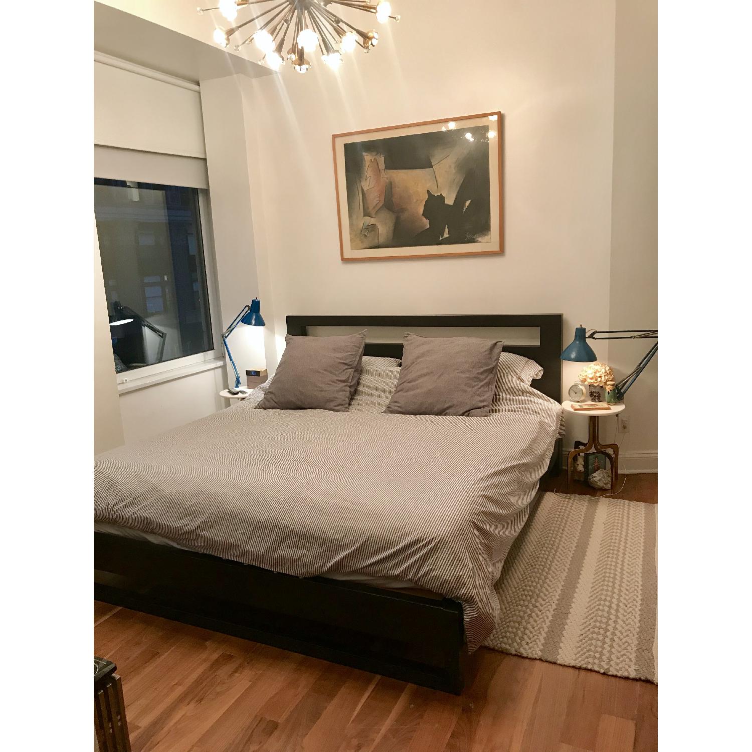 West Elm Black Wood King Size Bed Frame - image-1