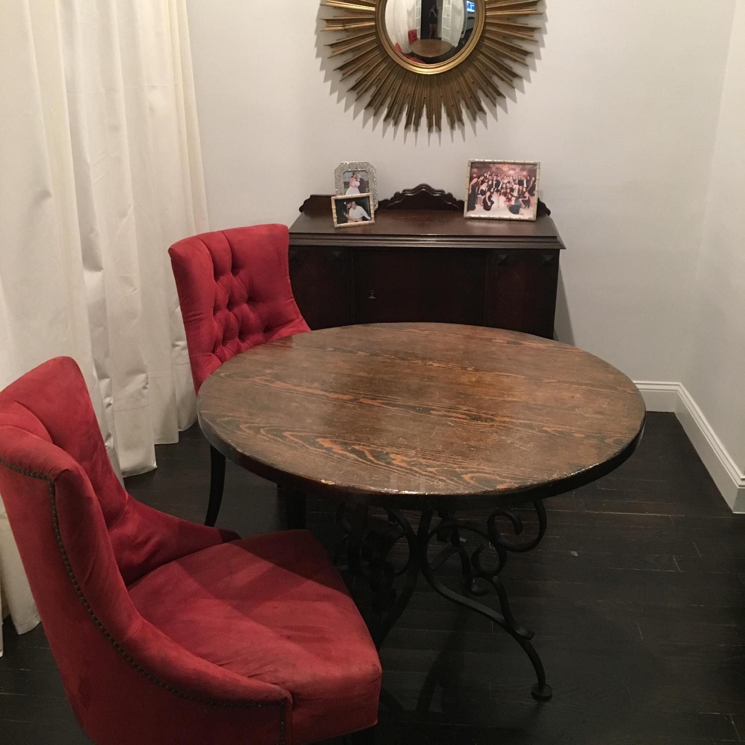 Wood Round Dining Table w/ Iron Legs - image-1