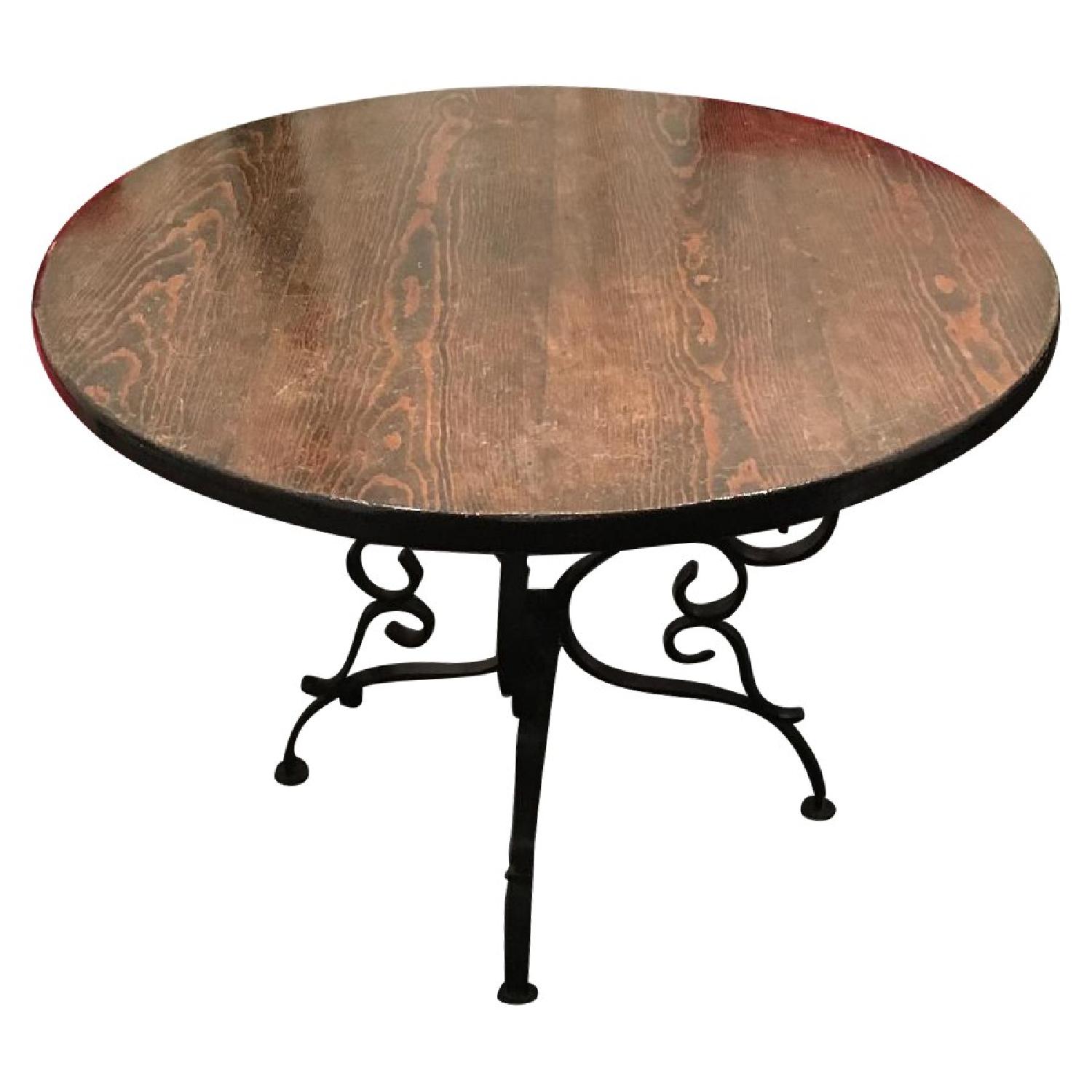 Wood Round Dining Table w/ Iron Legs AptDeco