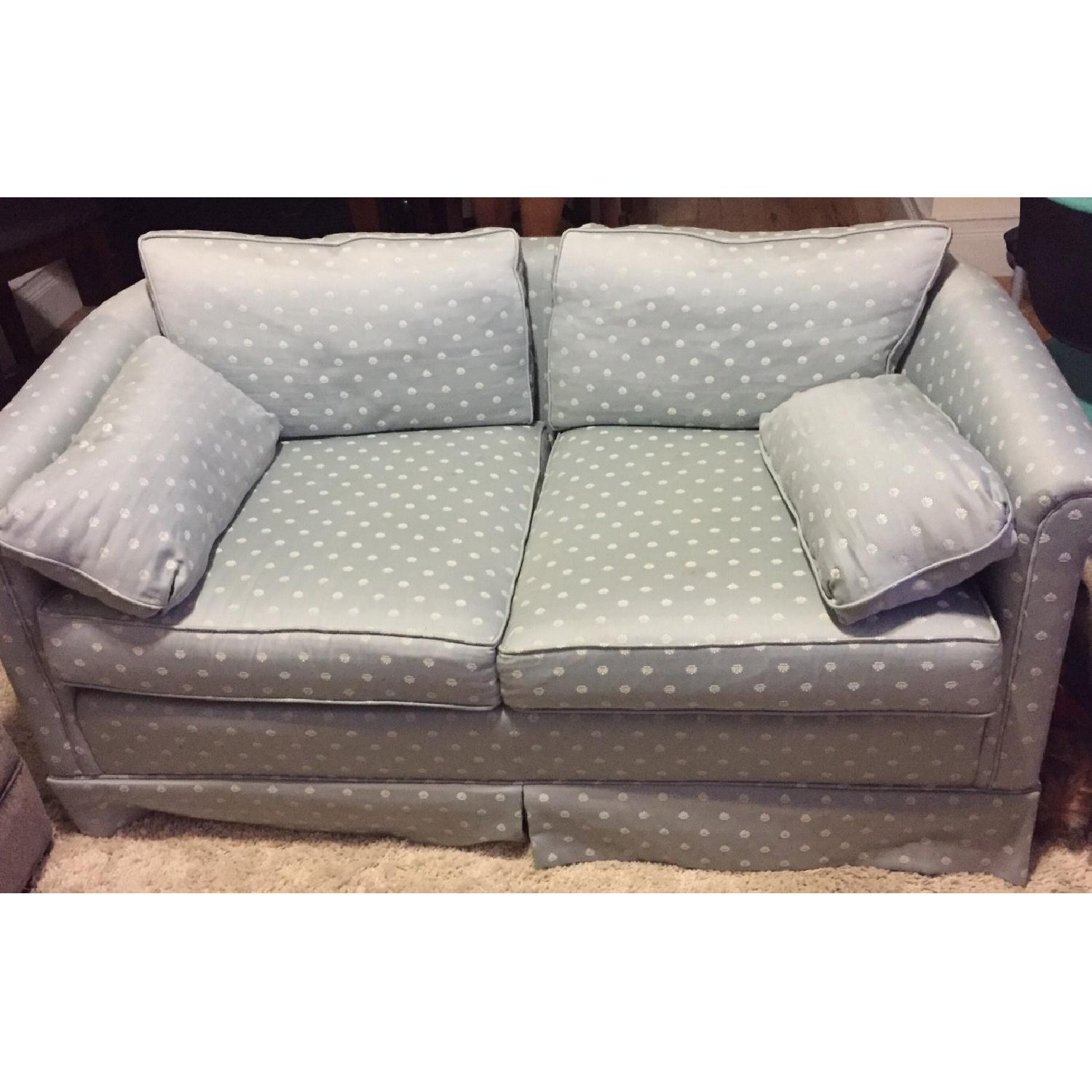 Frederick Edward Pale Blue Upholstered Loveseat AptDeco