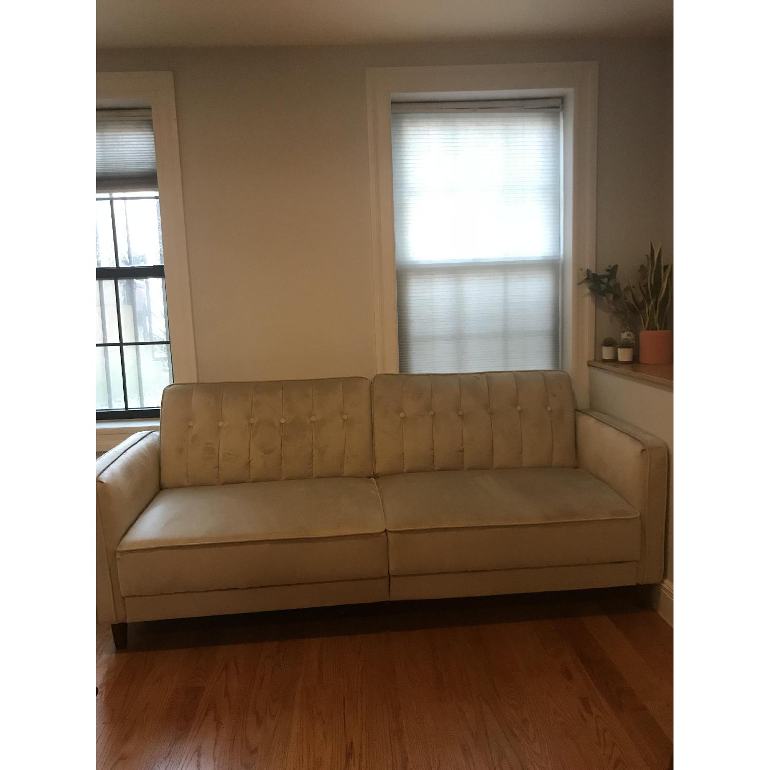 Beige Microsuede Sofa - image-1