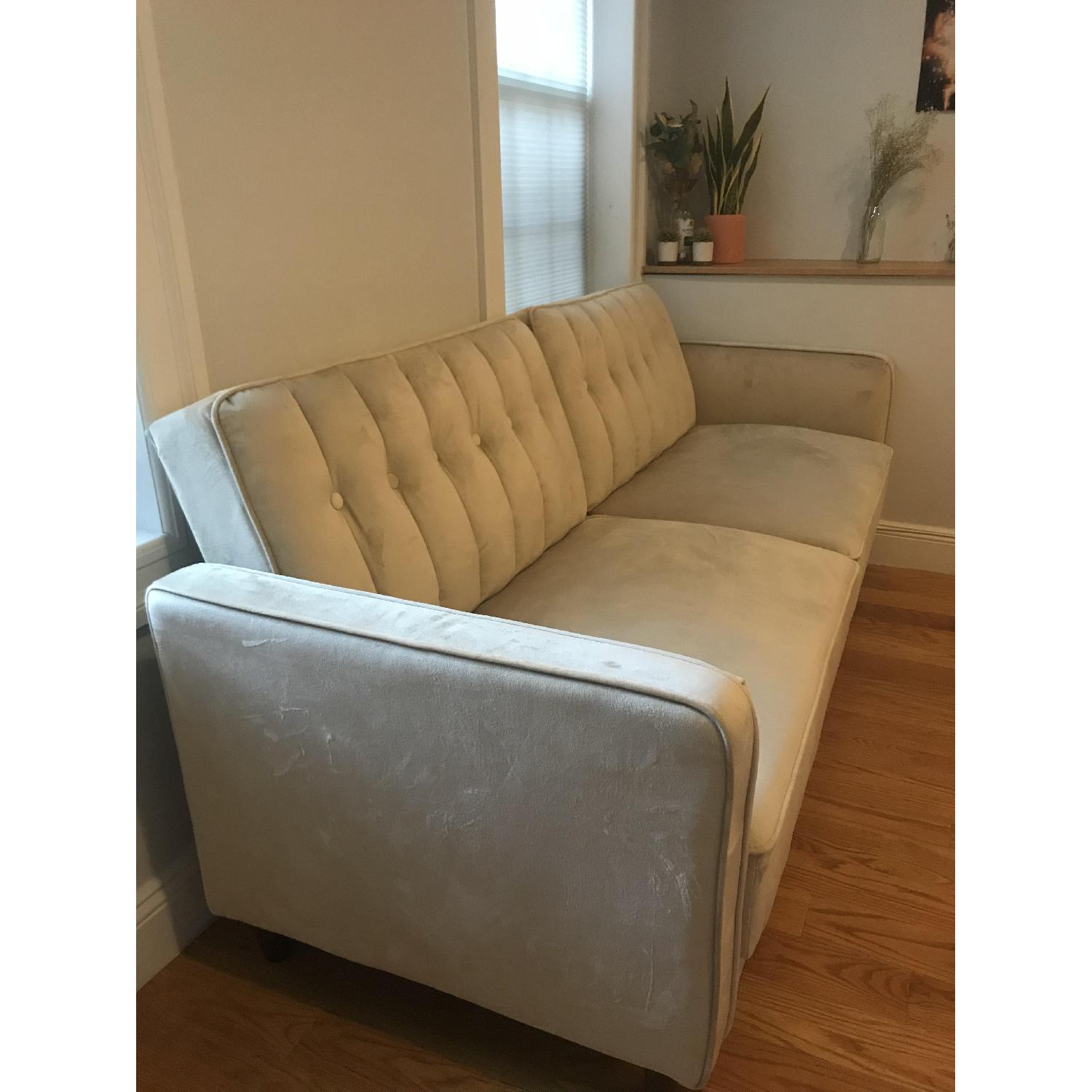 Beige Microsuede Sofa - image-2