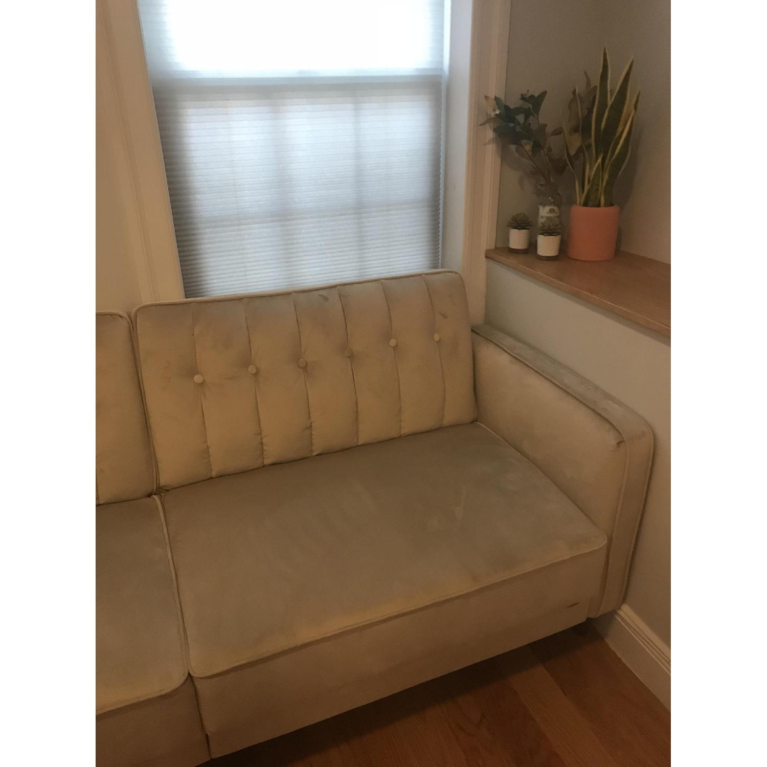 Beige Microsuede Sofa - image-3