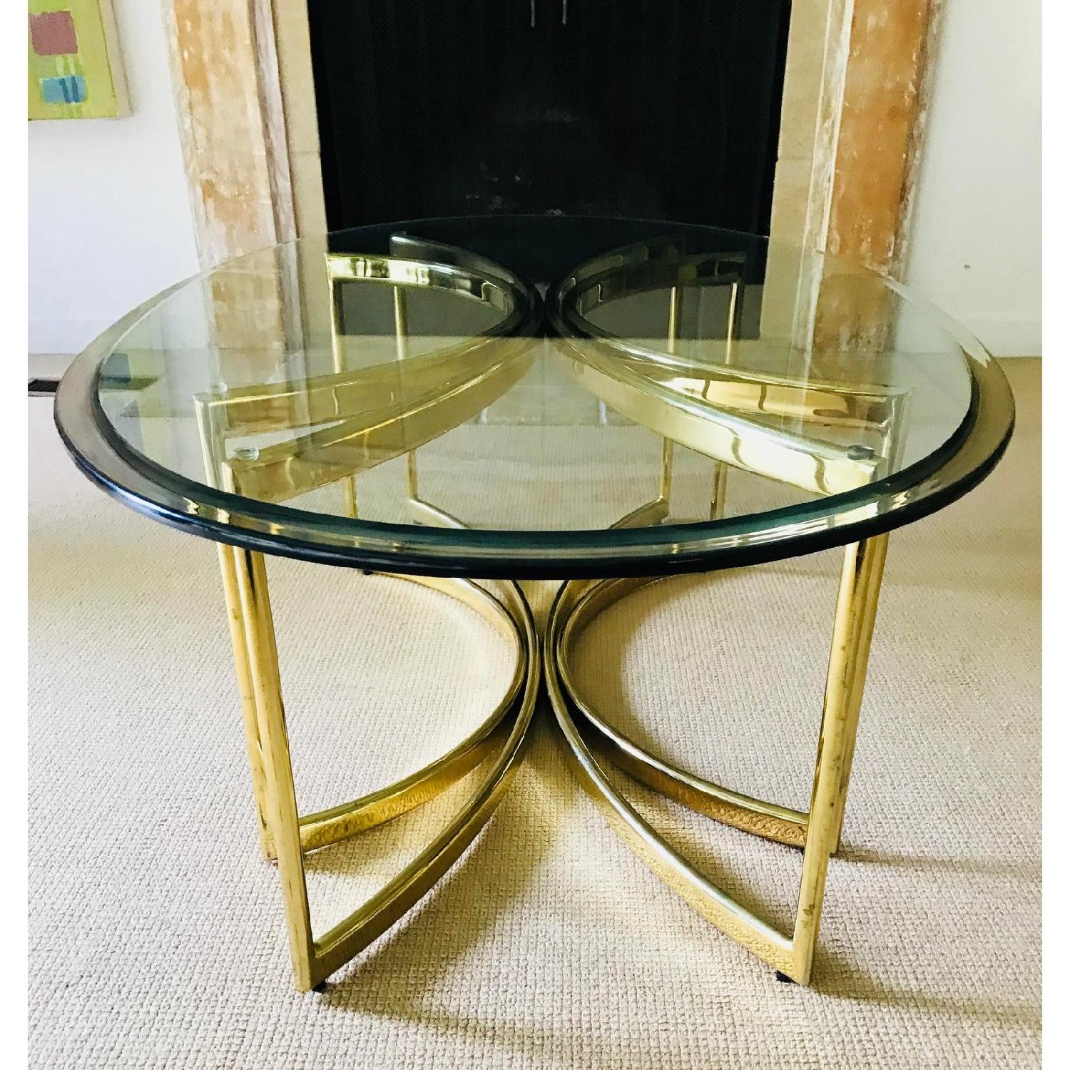 Vintage Brass & Glass Hollywood Regency Coffee Table - image-1