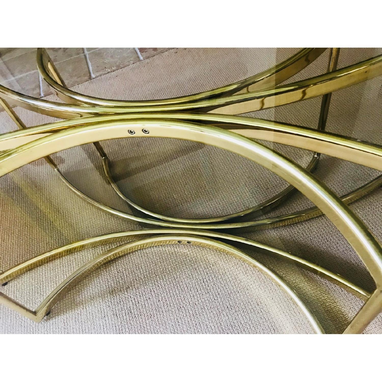 Vintage Brass & Glass Hollywood Regency Coffee Table - image-2