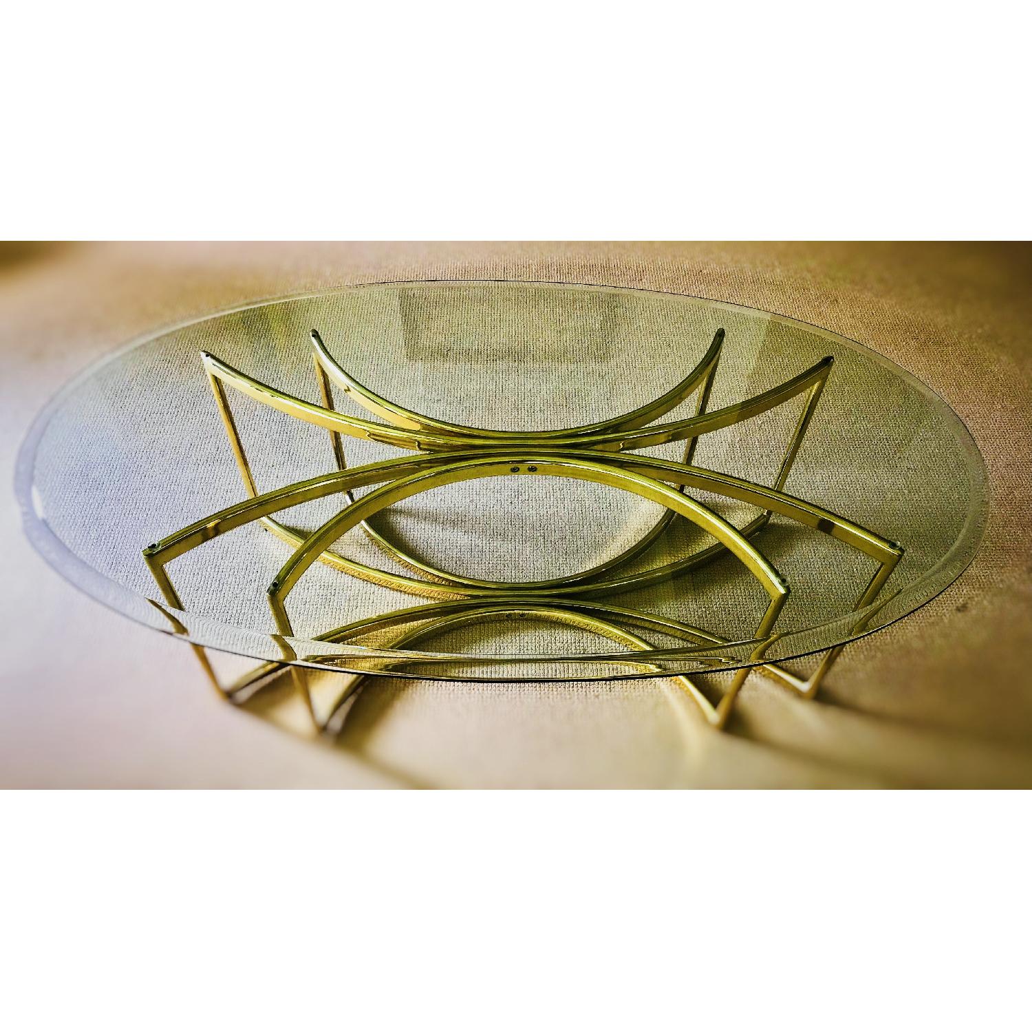 Vintage Brass & Glass Hollywood Regency Coffee Table - image-3