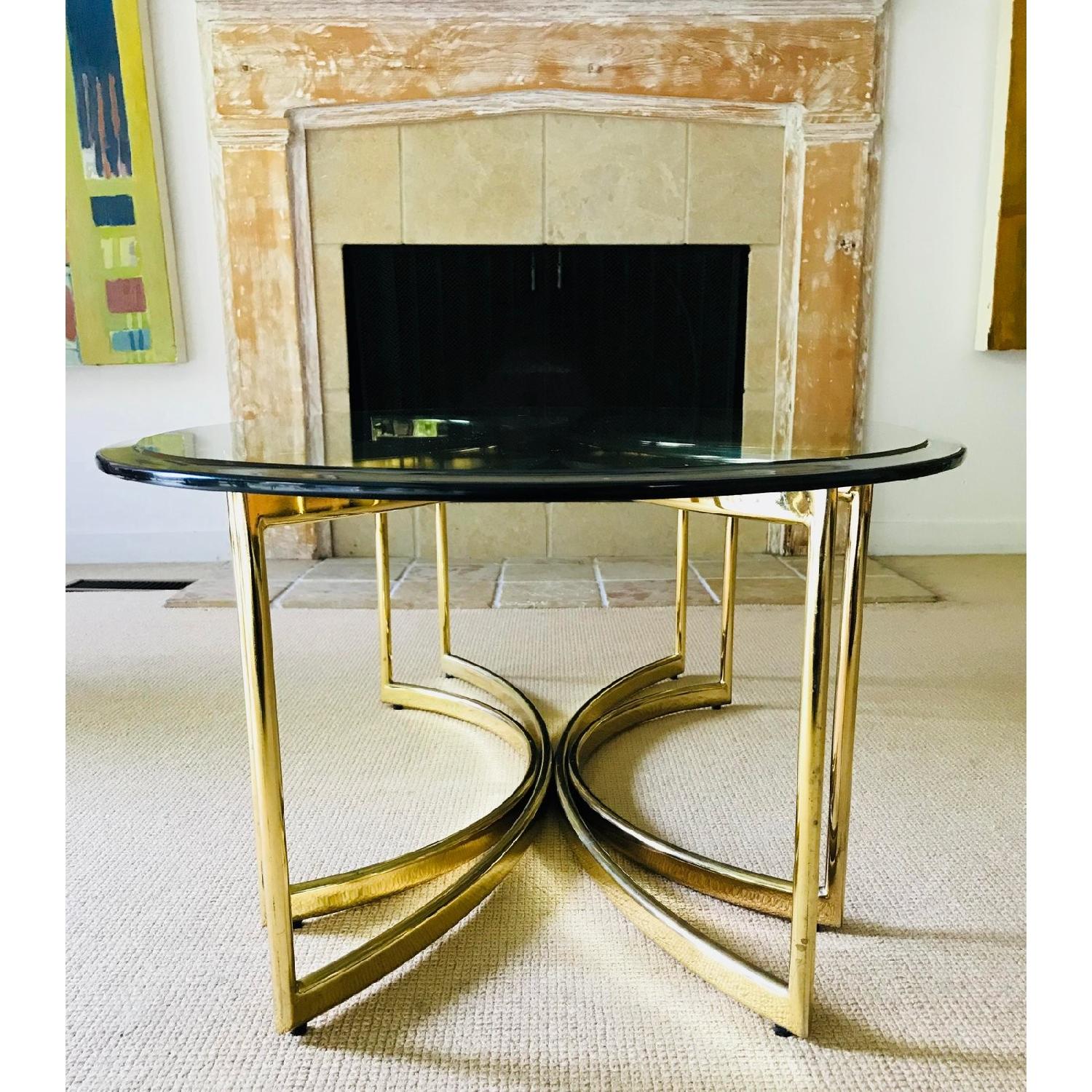 Vintage Brass & Glass Hollywood Regency Coffee Table - image-4