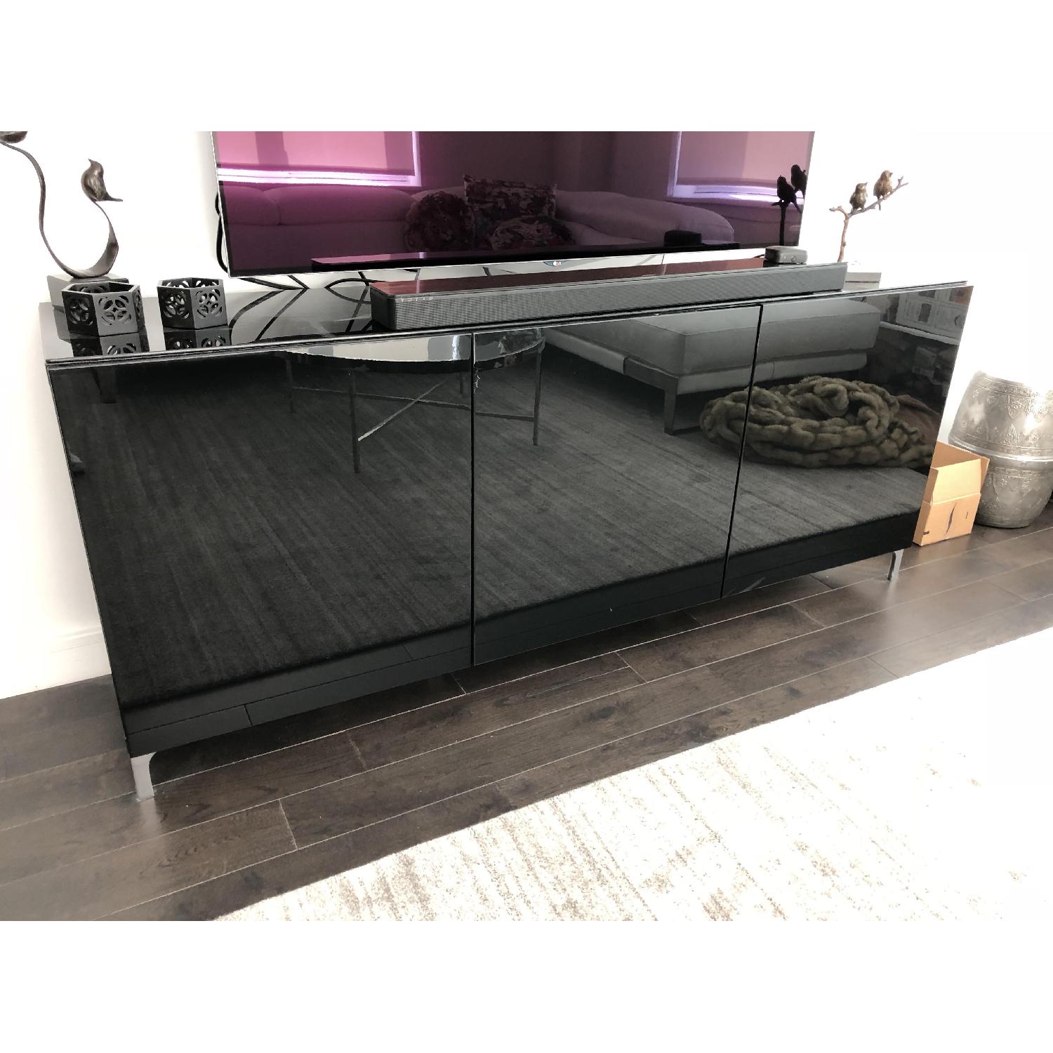 Ikea Besta TV Unit w/ Selsviken High Gloss Black Doors AptDeco