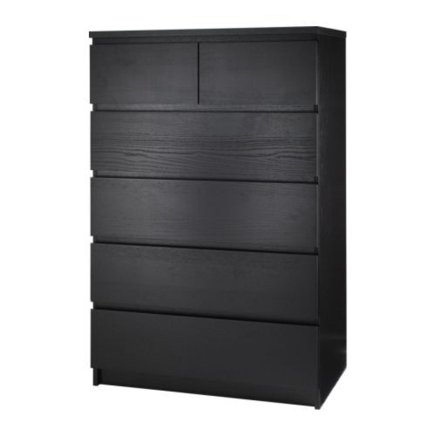 Ikea Malm 6-Drawer Black-Brown Dresser - image-0