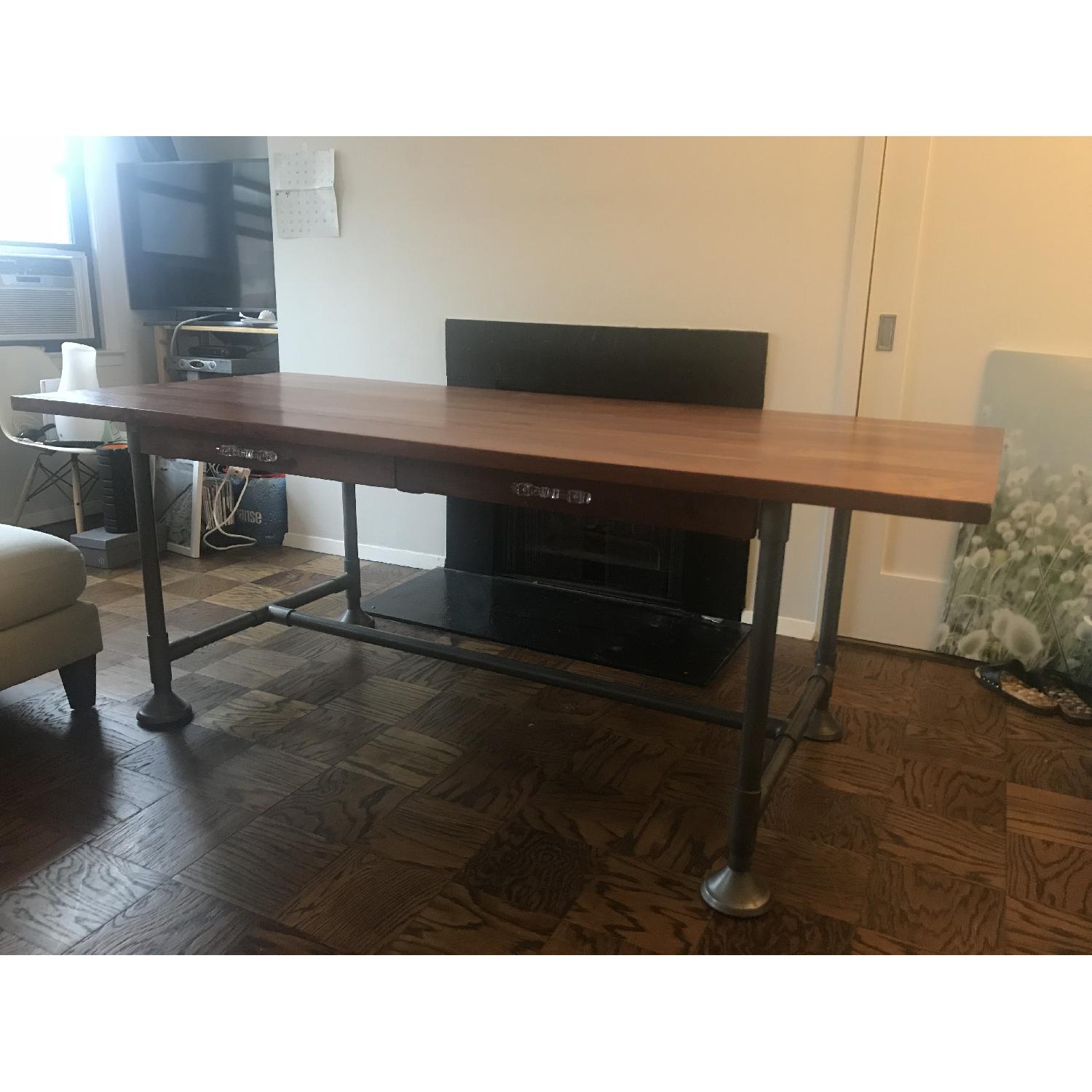 CB2 Acacia Wood Dining Table w/ Solid Metal Legs - image-2