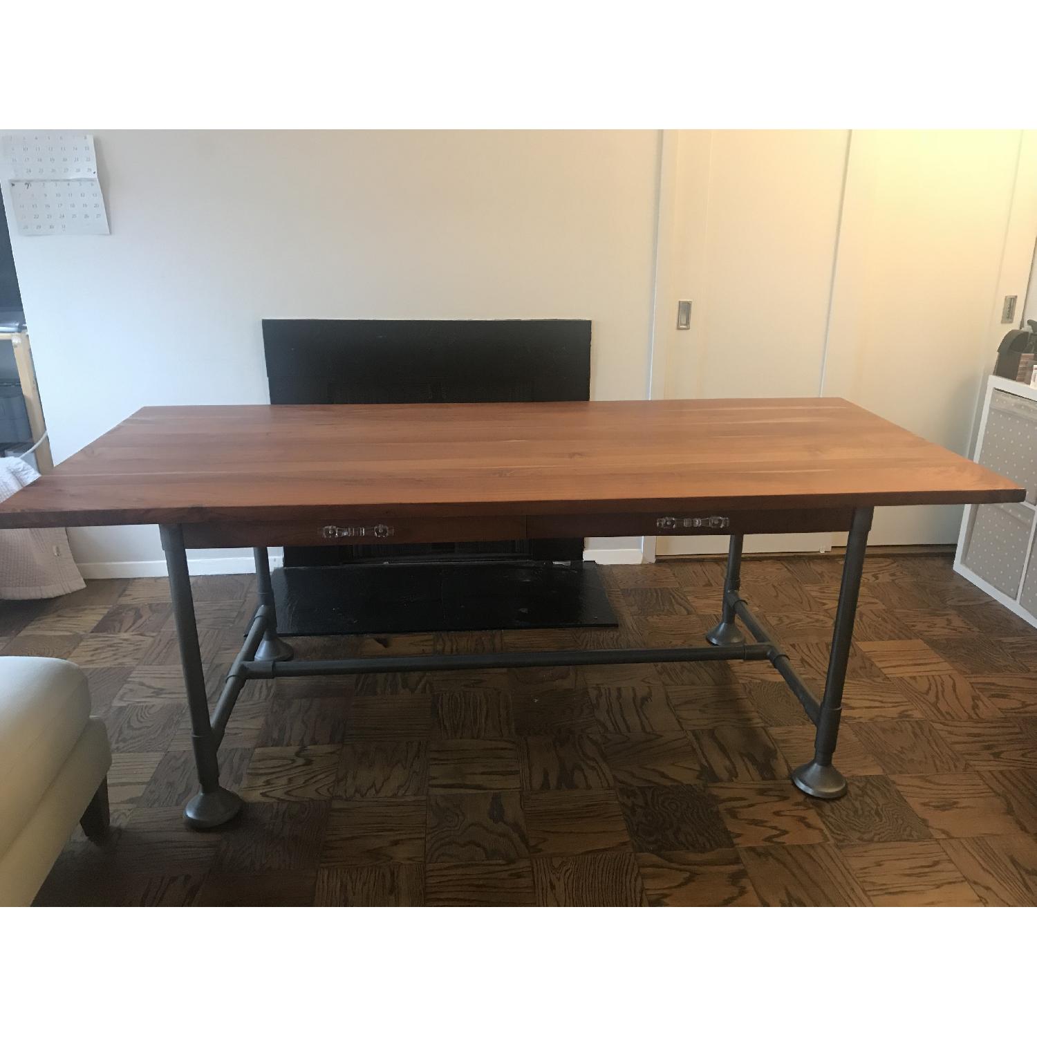 CB2 Acacia Wood Dining Table w/ Solid Metal Legs - image-3