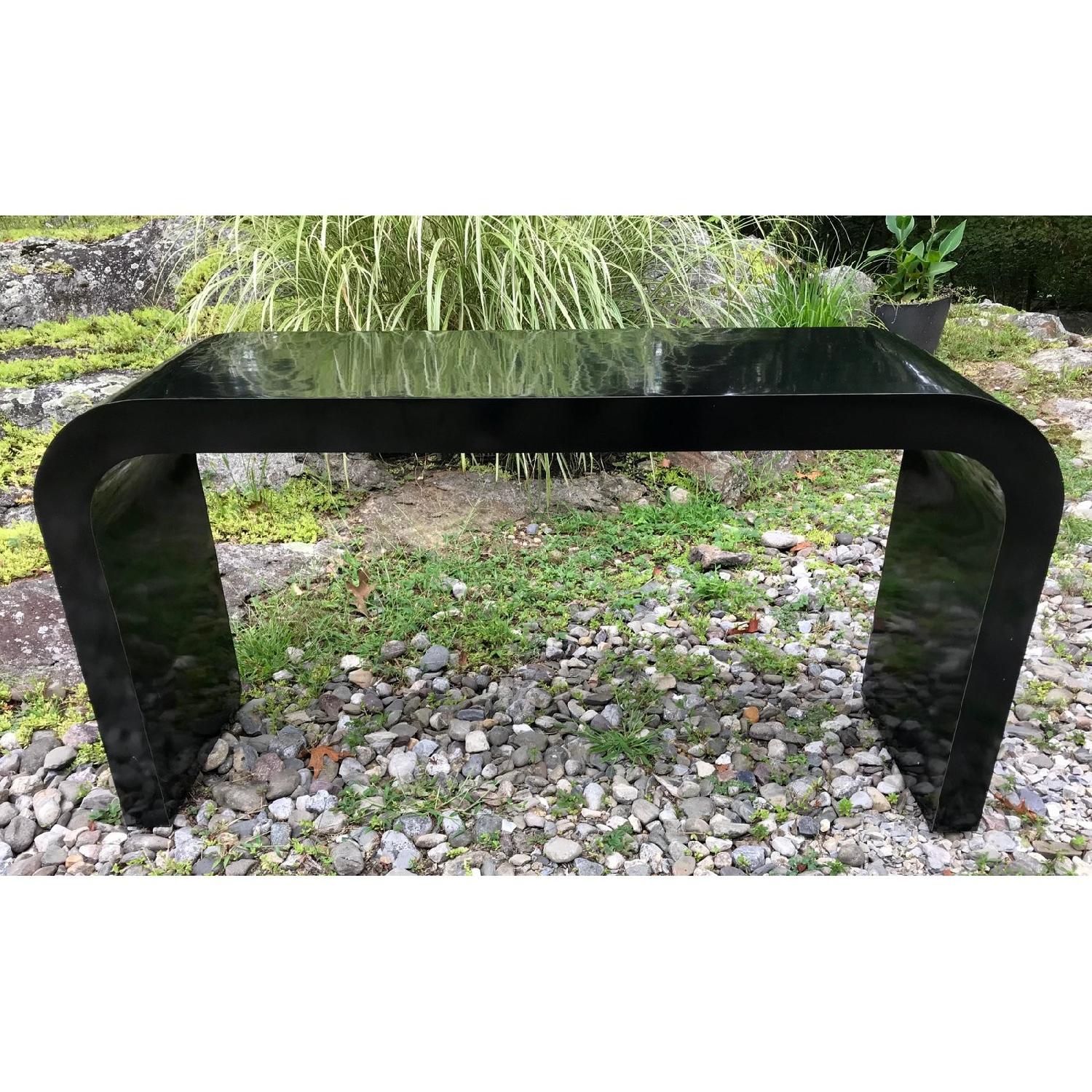 Vintage Modern Waterfall Console Table in Black Lacquer - image-1