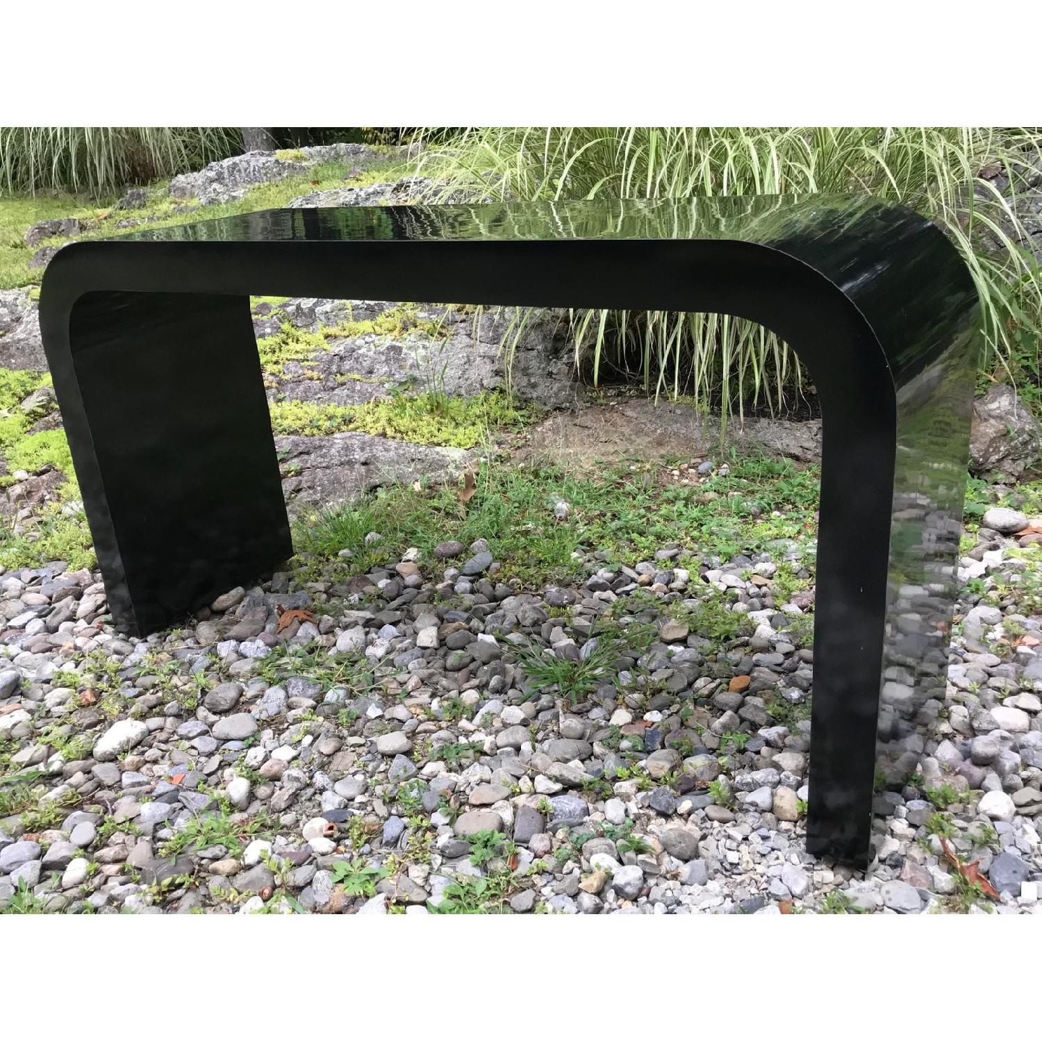 Vintage Modern Waterfall Console Table in Black Lacquer - image-2