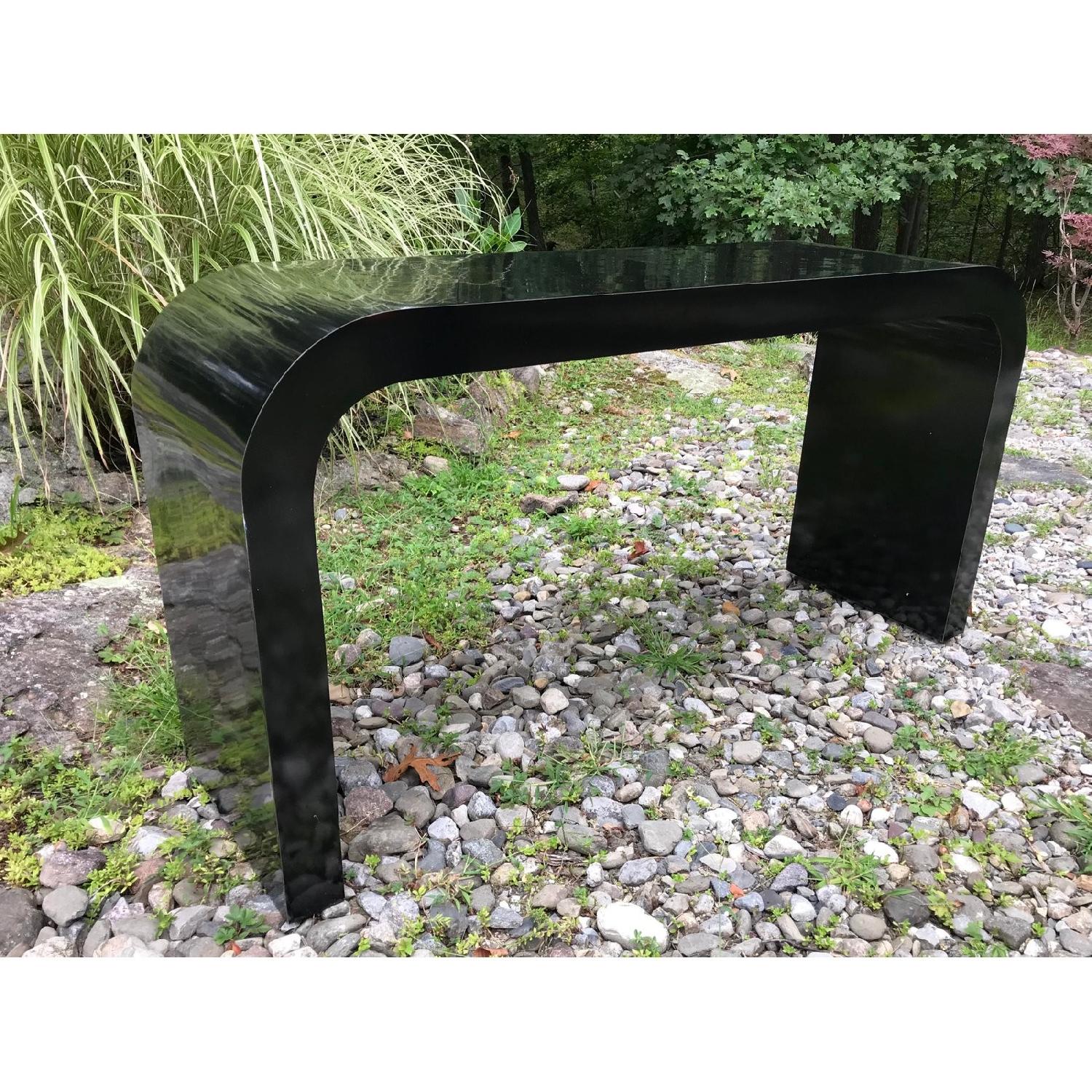 Vintage Modern Waterfall Console Table in Black Lacquer - image-3
