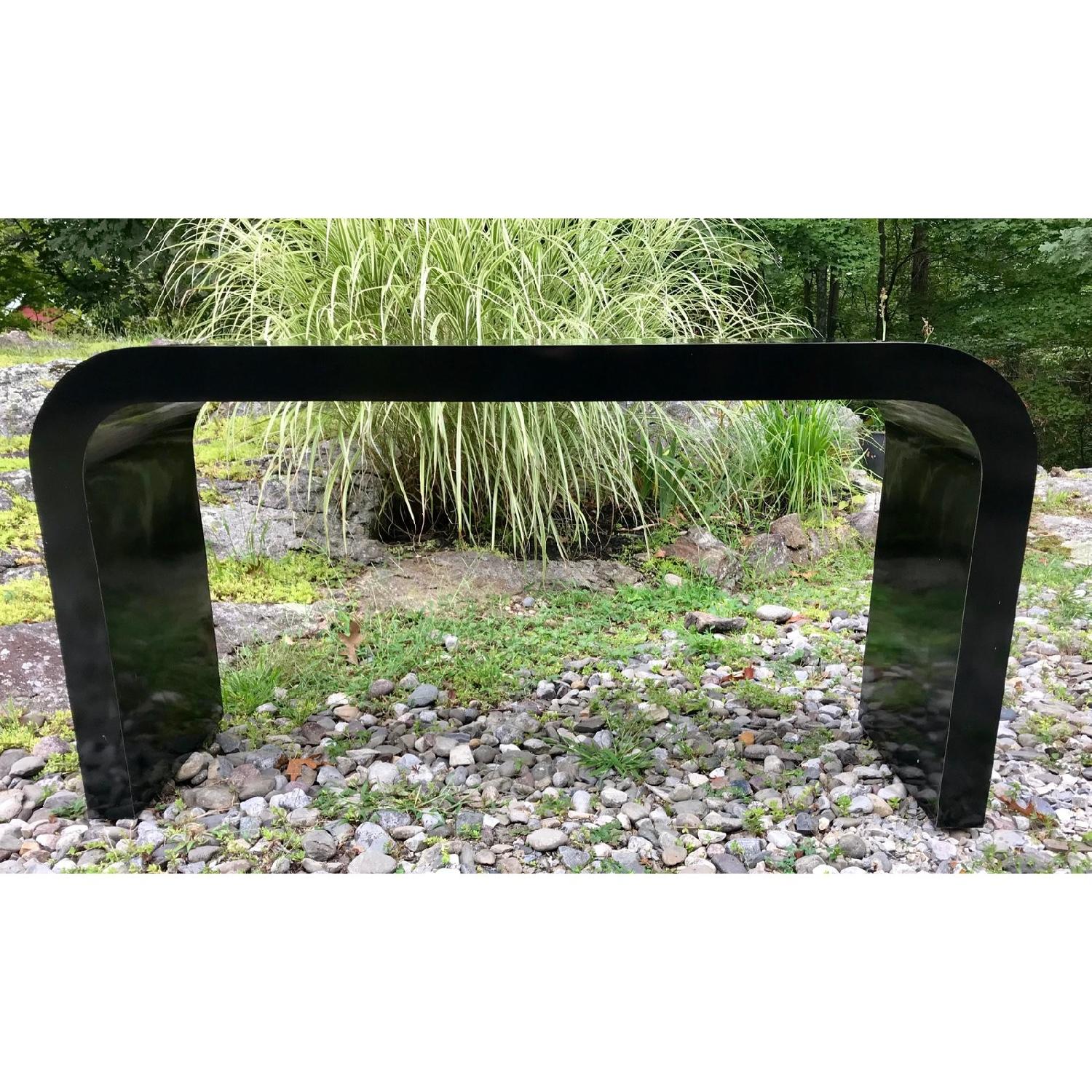 Vintage Modern Waterfall Console Table in Black Lacquer - image-4