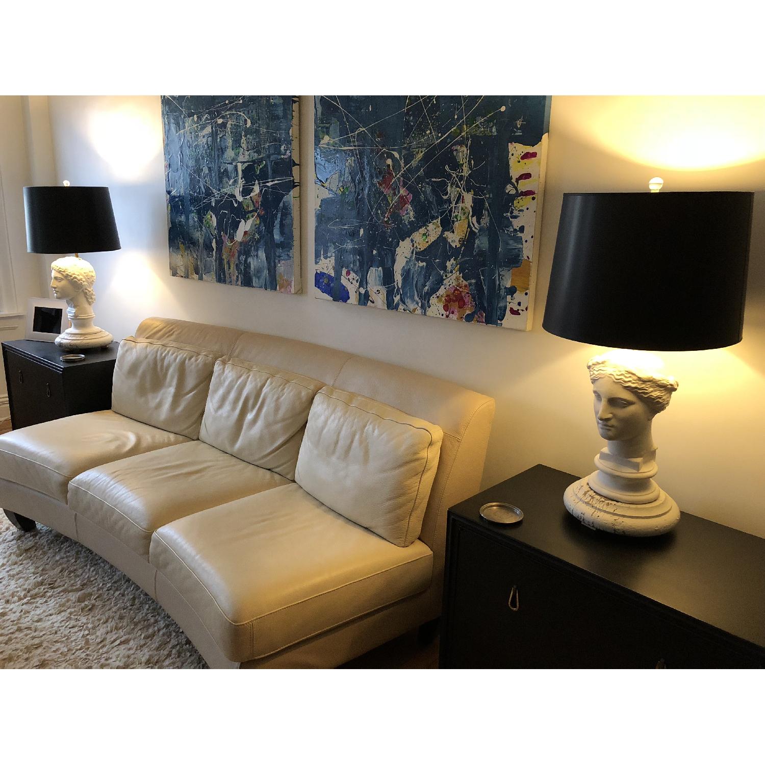 Chateau D'ax Ivory Leather Sofa - image-1
