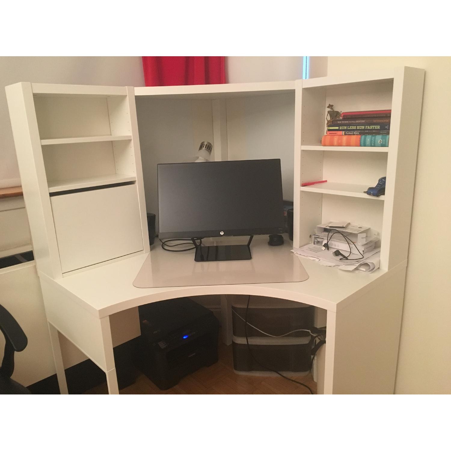 Ikea Micke White Desk w/ White Add On Unit & Chair - image-1