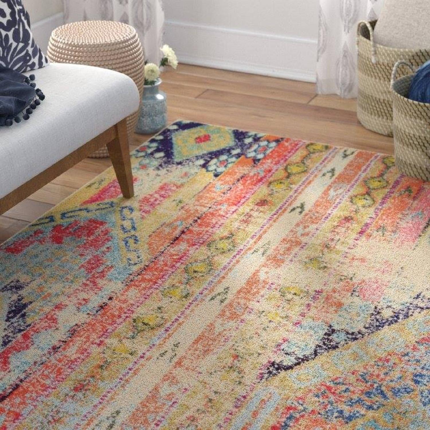 Mistana Vintage Style Area Rug in Pink/Teal & Beige - image-1