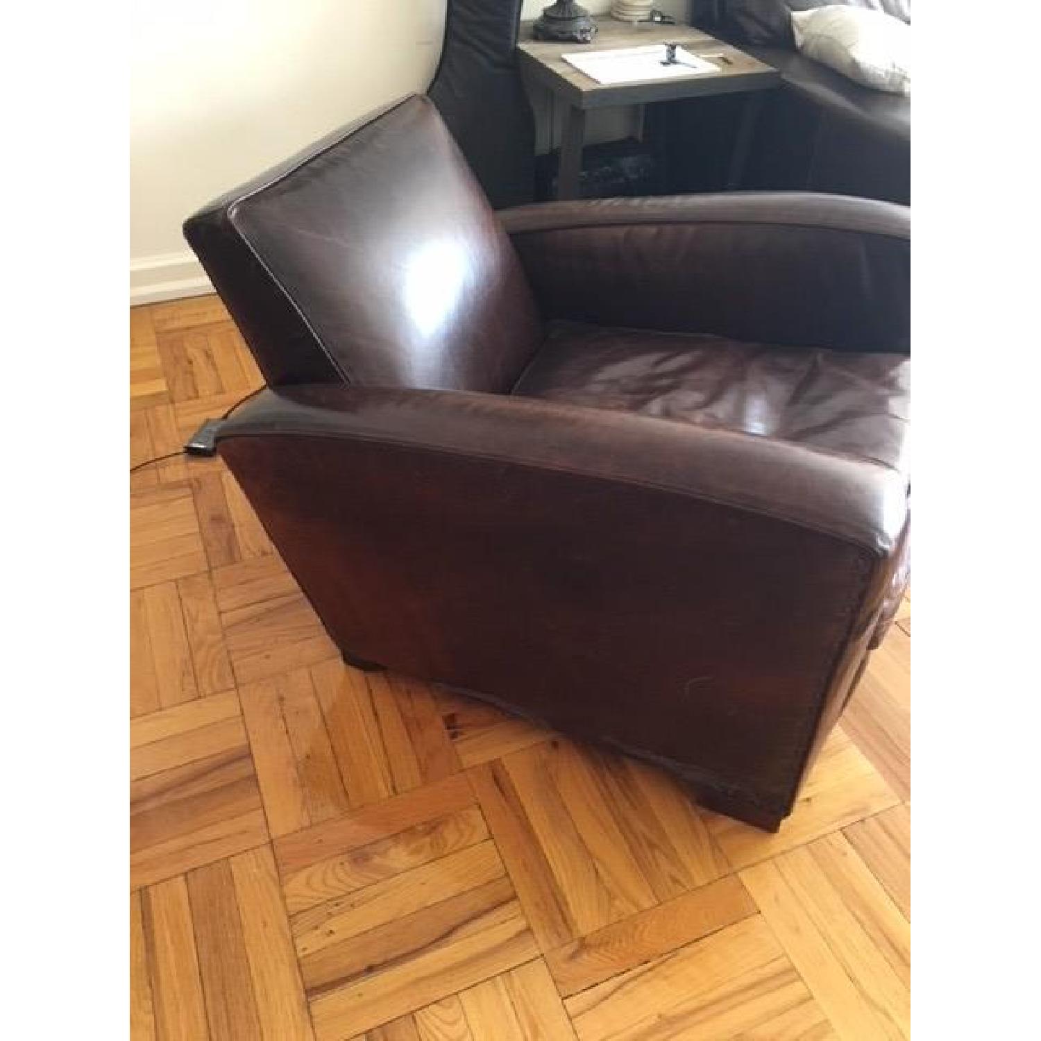 Restoration Hardware Library Leather Chair in Dark Brown - image-1