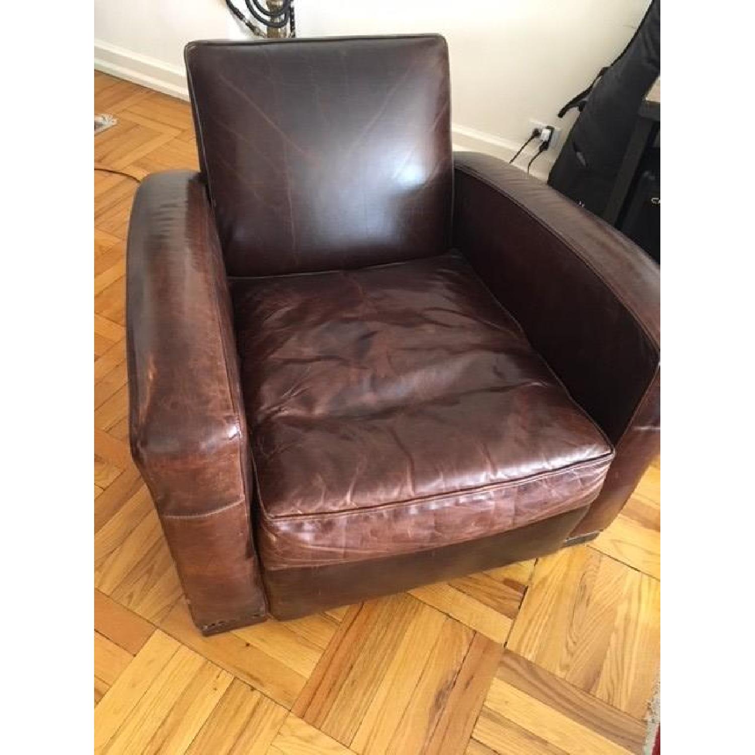 Restoration Hardware Library Leather Chair in Dark Brown - image-2
