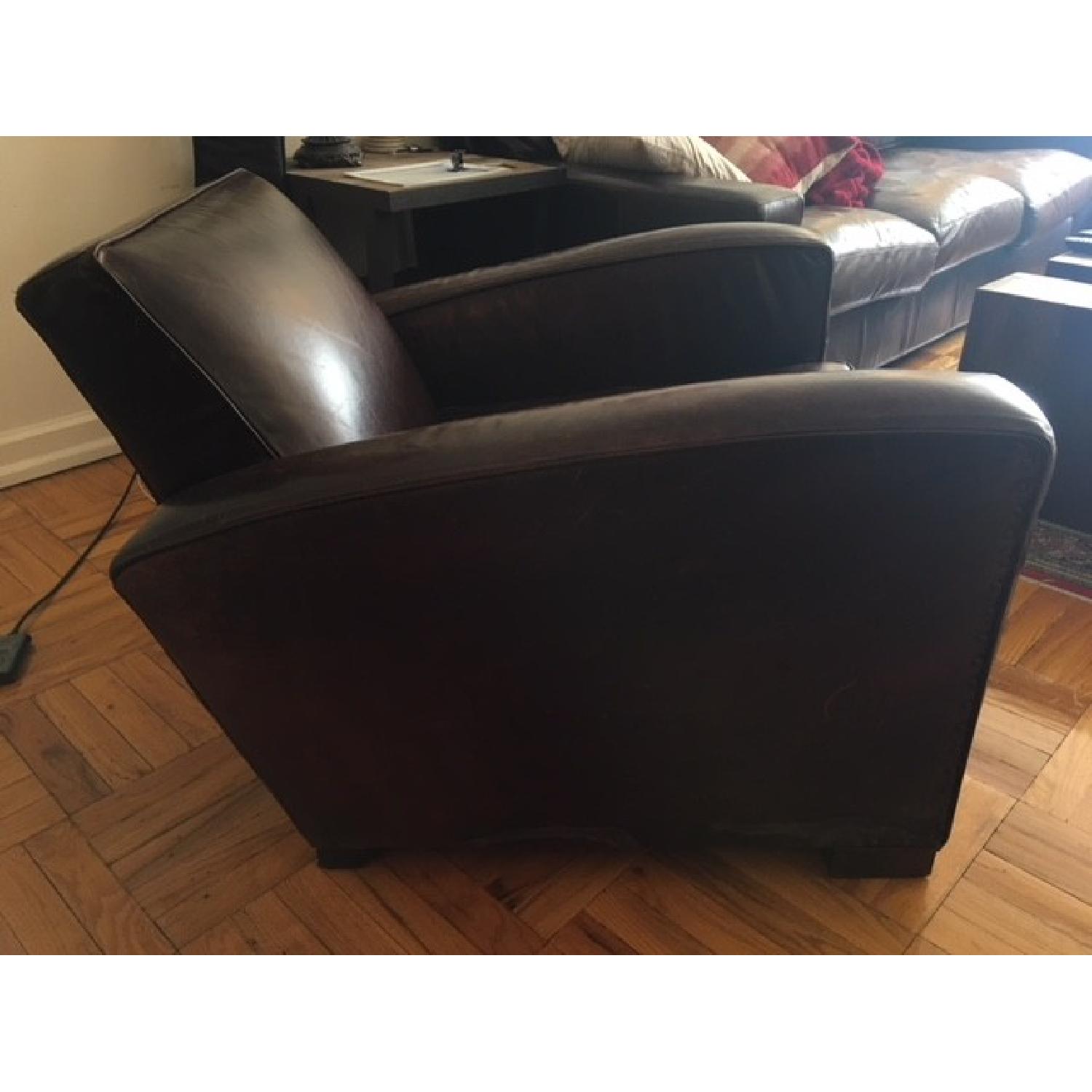 Restoration Hardware Library Leather Chair in Dark Brown - image-3